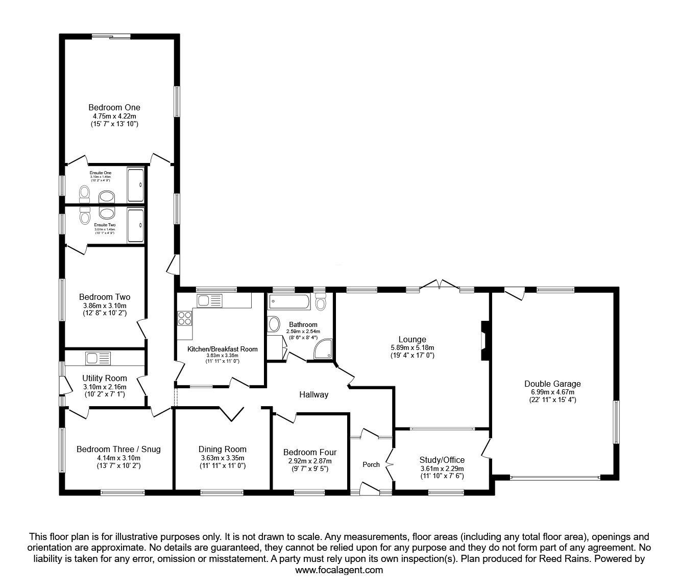 Floorplan of 4 bedroom Detached Bungalow for sale, Pinewood Drive, Ashley Heath, Staffordshire, TF9