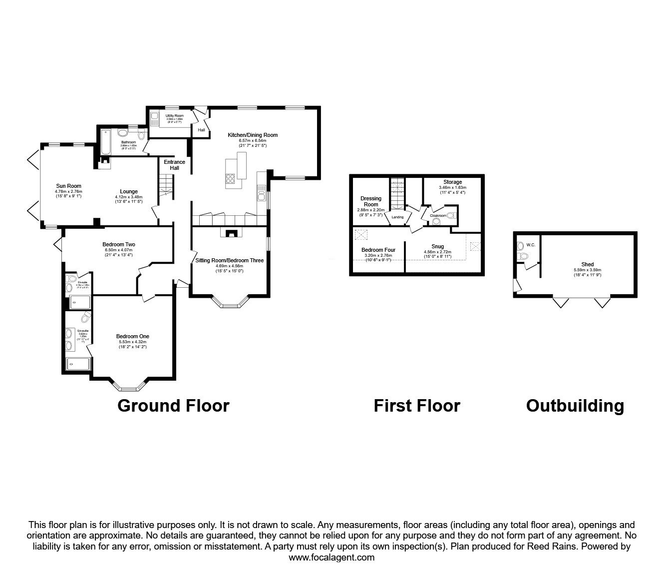 Floorplan of 4 bedroom Detached Bungalow for sale, Woodhouse Lane, Haughton, Staffordshire, ST18
