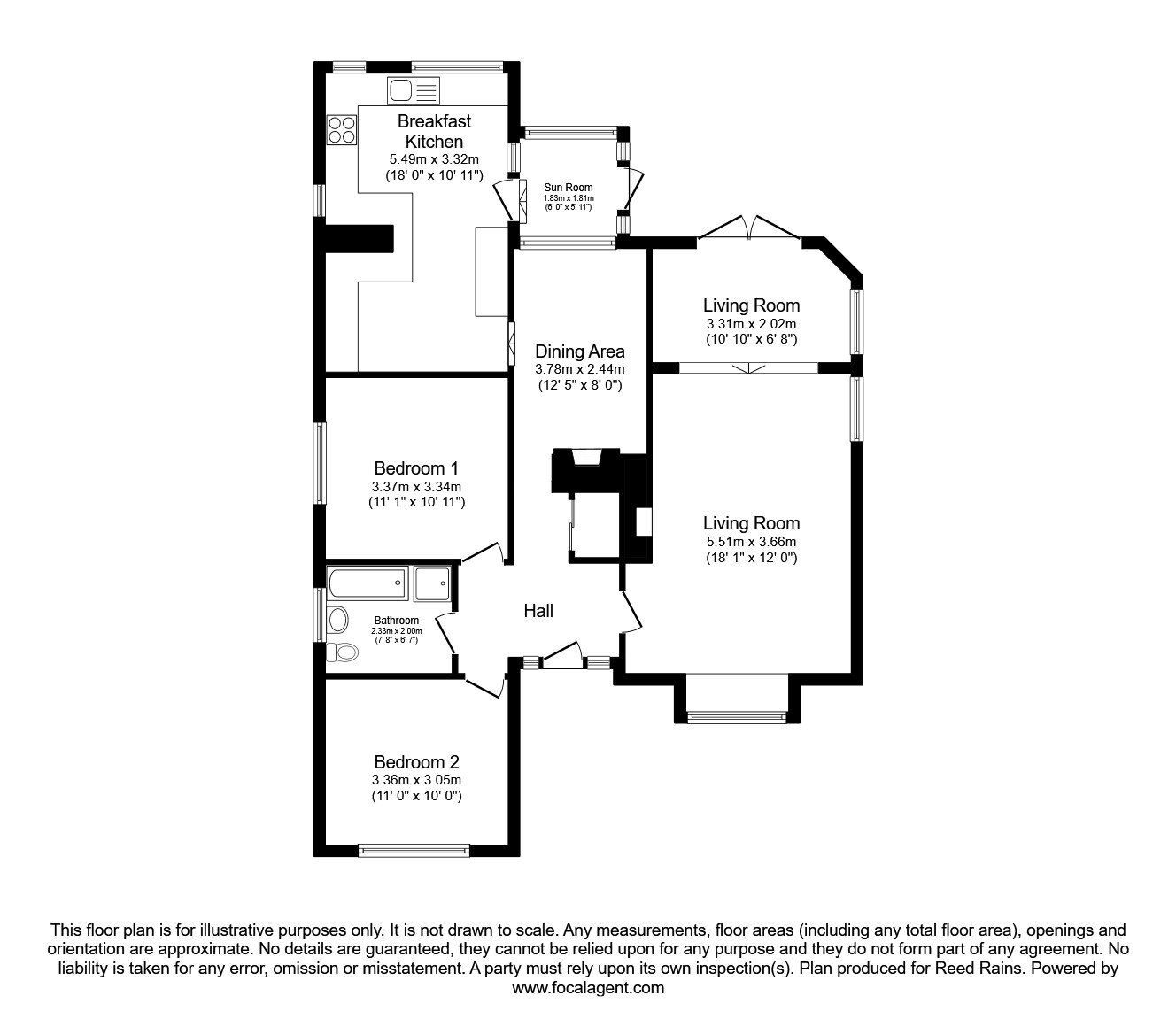 Floorplan of 2 bedroom Detached House for sale, Whitgreave Lane, Great Bridgeford, Staffordshire, ST18