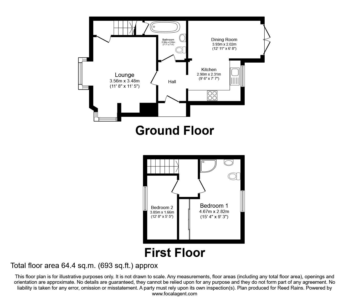 Floorplan of 2 bedroom Semi Detached Property for sale, Walton, Eccleshall, Staffordshire, ST21