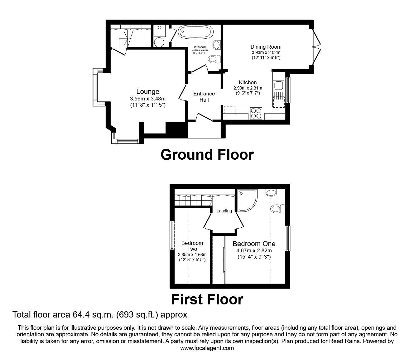 Floorplan of 2 bedroom Semi Detached Property for sale, Walton, Eccleshall, Staffordshire, ST21