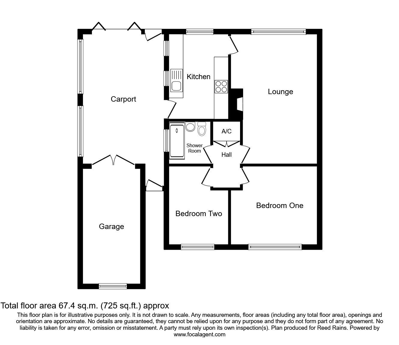 Floorplan of 2 bedroom Detached Bungalow for sale, Lavender Close, Great Bridgeford, Staffordshire, ST18