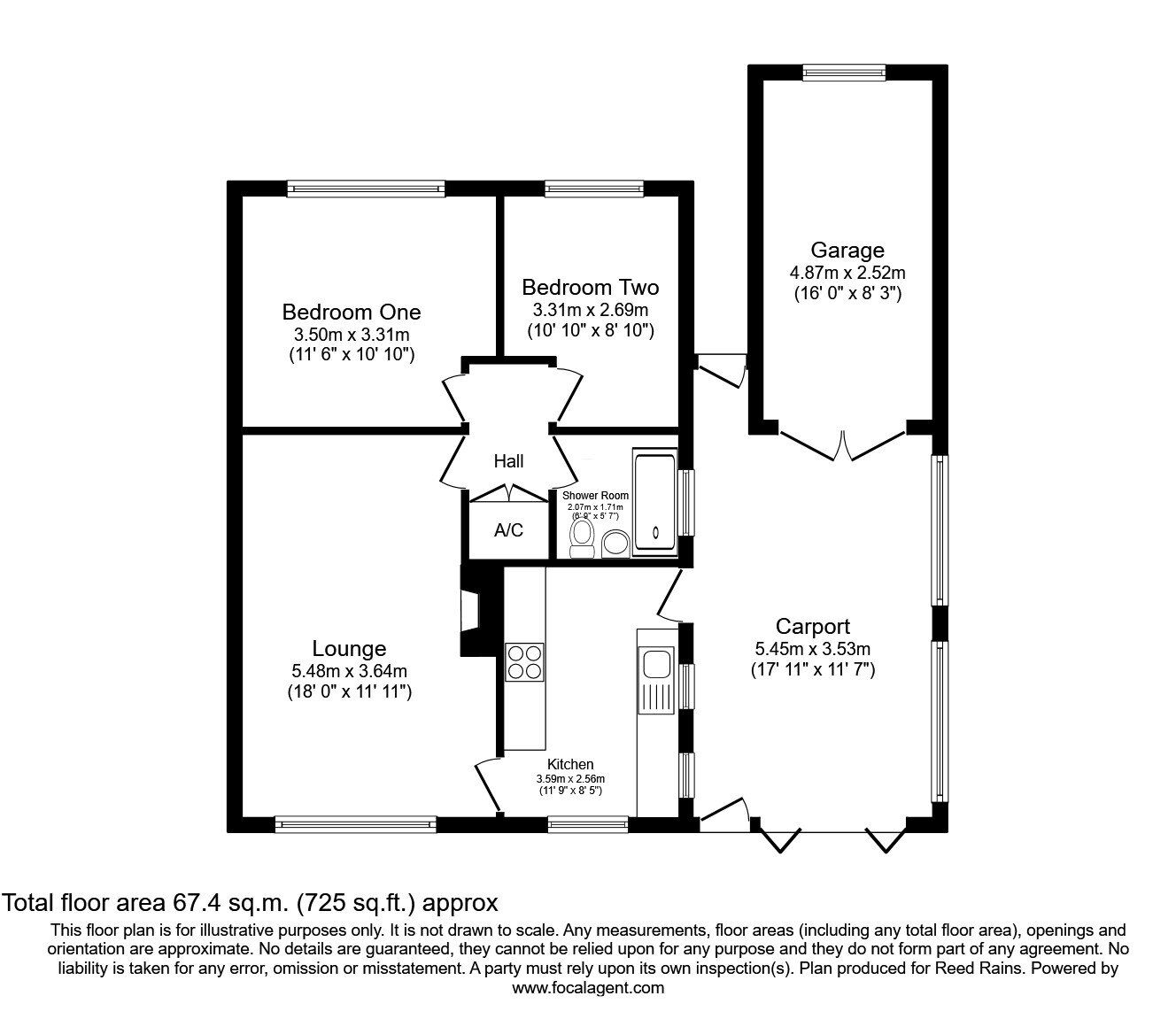 Floorplan of 2 bedroom Detached Bungalow for sale, Lavender Close, Great Bridgeford, Staffordshire, ST18