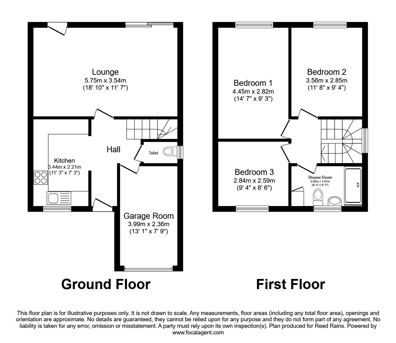 Floorplan of 3 bedroom Semi Detached House for sale, Bishops Court, Eccleshall, Staffordshire, ST21