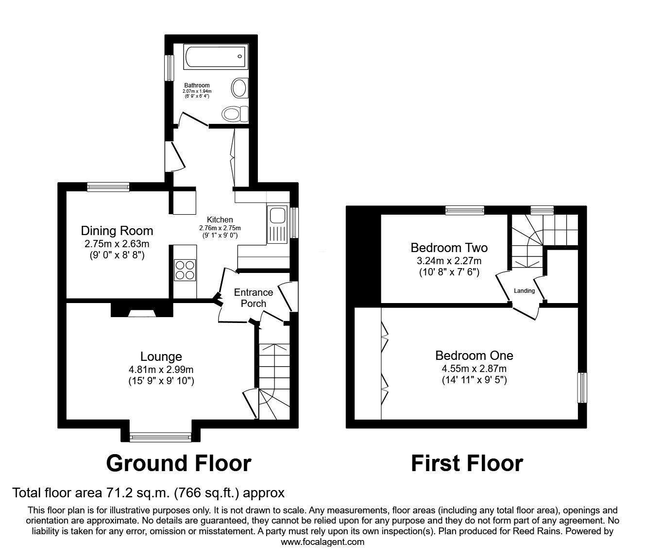 Floorplan of 2 bedroom Semi Detached House for sale, Maer Lane, Standon, Staffordshire, ST21