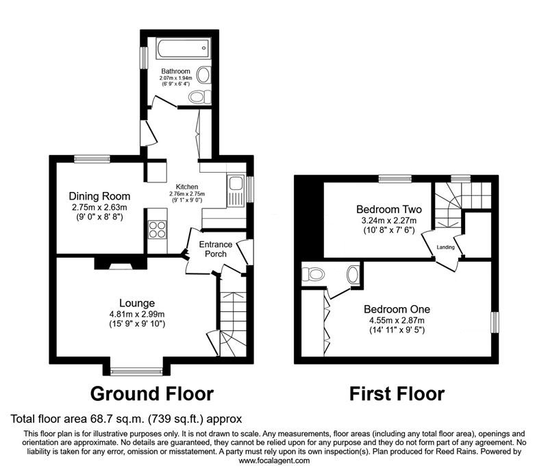 Floorplan of 2 bedroom Semi Detached House for sale, Maer Lane, Standon, Staffordshire, ST21