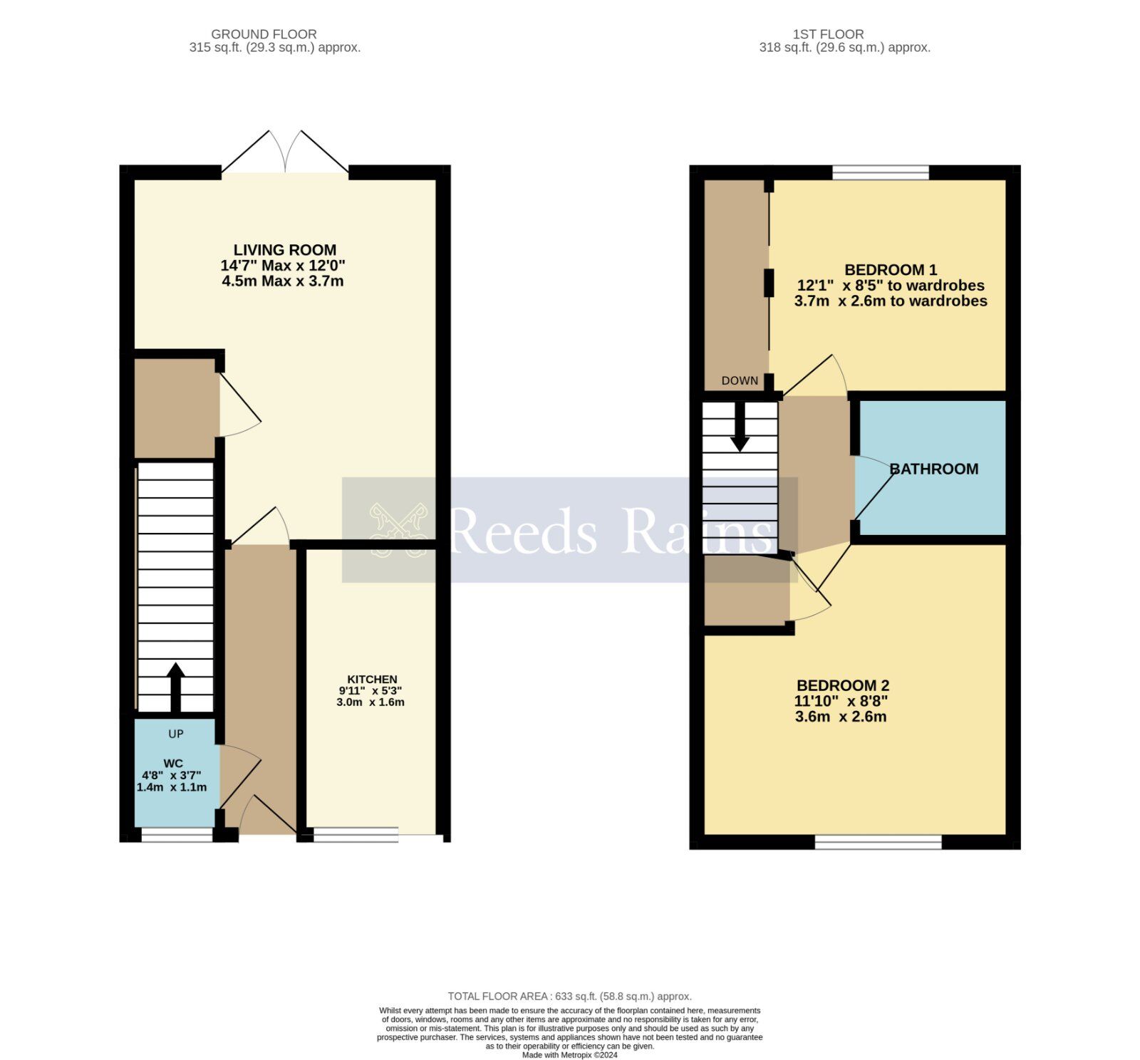 Floorplan of 2 bedroom Mid Terrace House to rent, Hyacinth Close, Evesham, Worcestershire, WR11