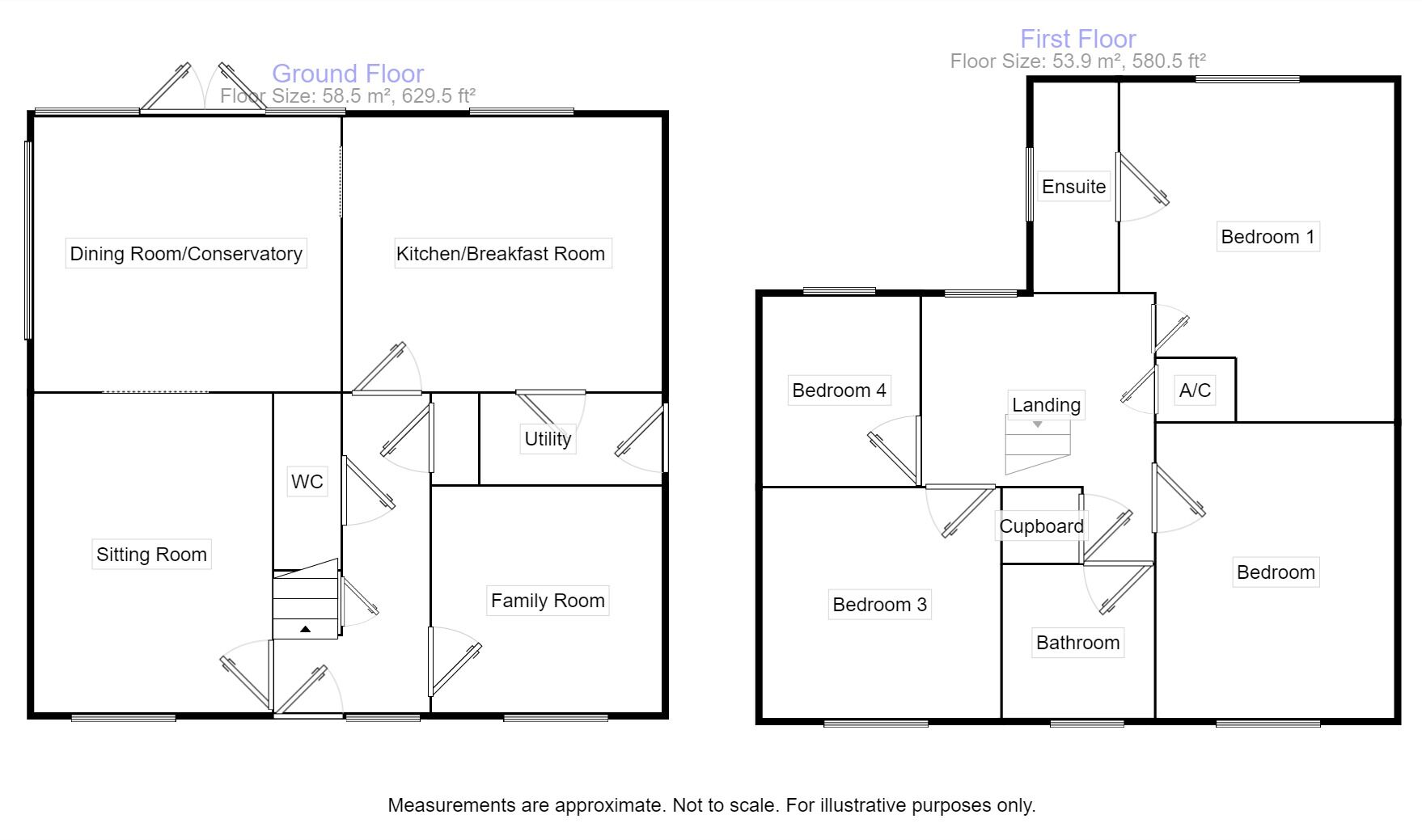 Floorplan of 4 bedroom Detached House for sale, Brooklands Drive, Evesham, Worcestershire, WR11