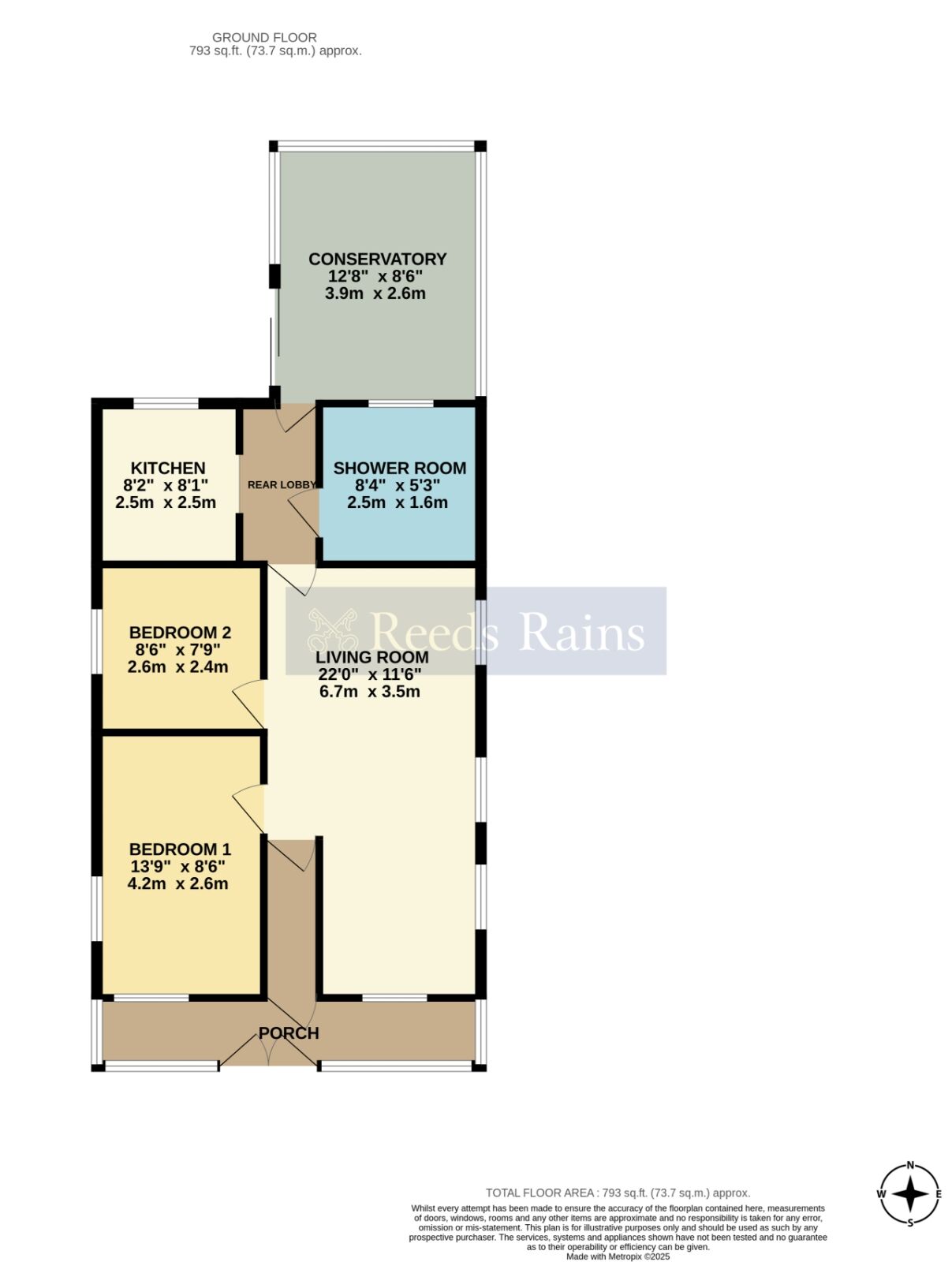 Floorplan of 2 bedroom Detached Bungalow for sale, Shinehill Lane, South Littleton, Worcestershire, WR11