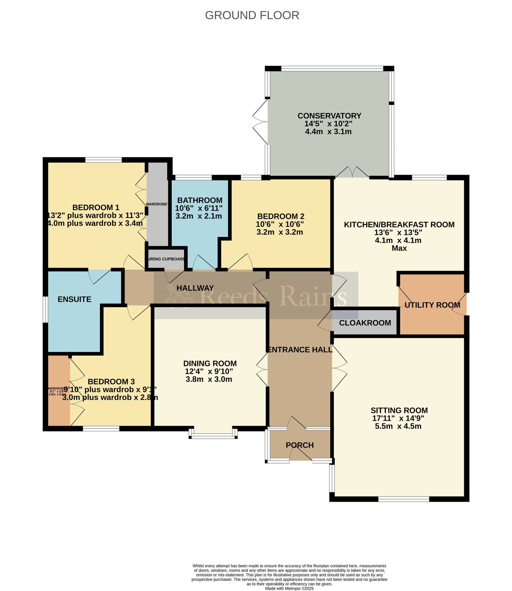 Floorplan of 3 bedroom Detached Bungalow for sale, Shannon Way, Evesham, Worcestershire, WR11