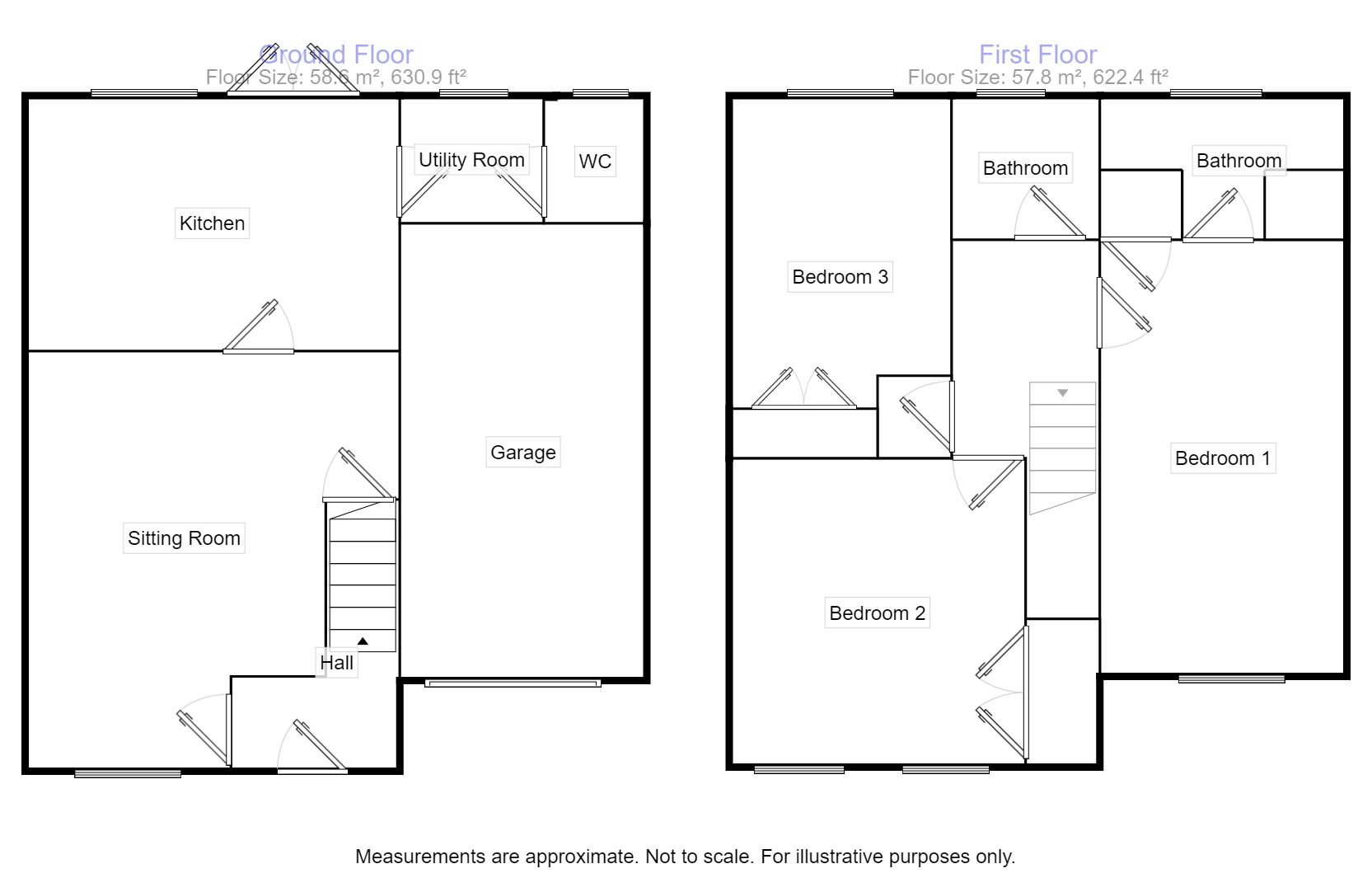 Floorplan of 3 bedroom Mid Terrace House for sale, Kingshurst Gardens, Badsey, Worcestershire, WR11