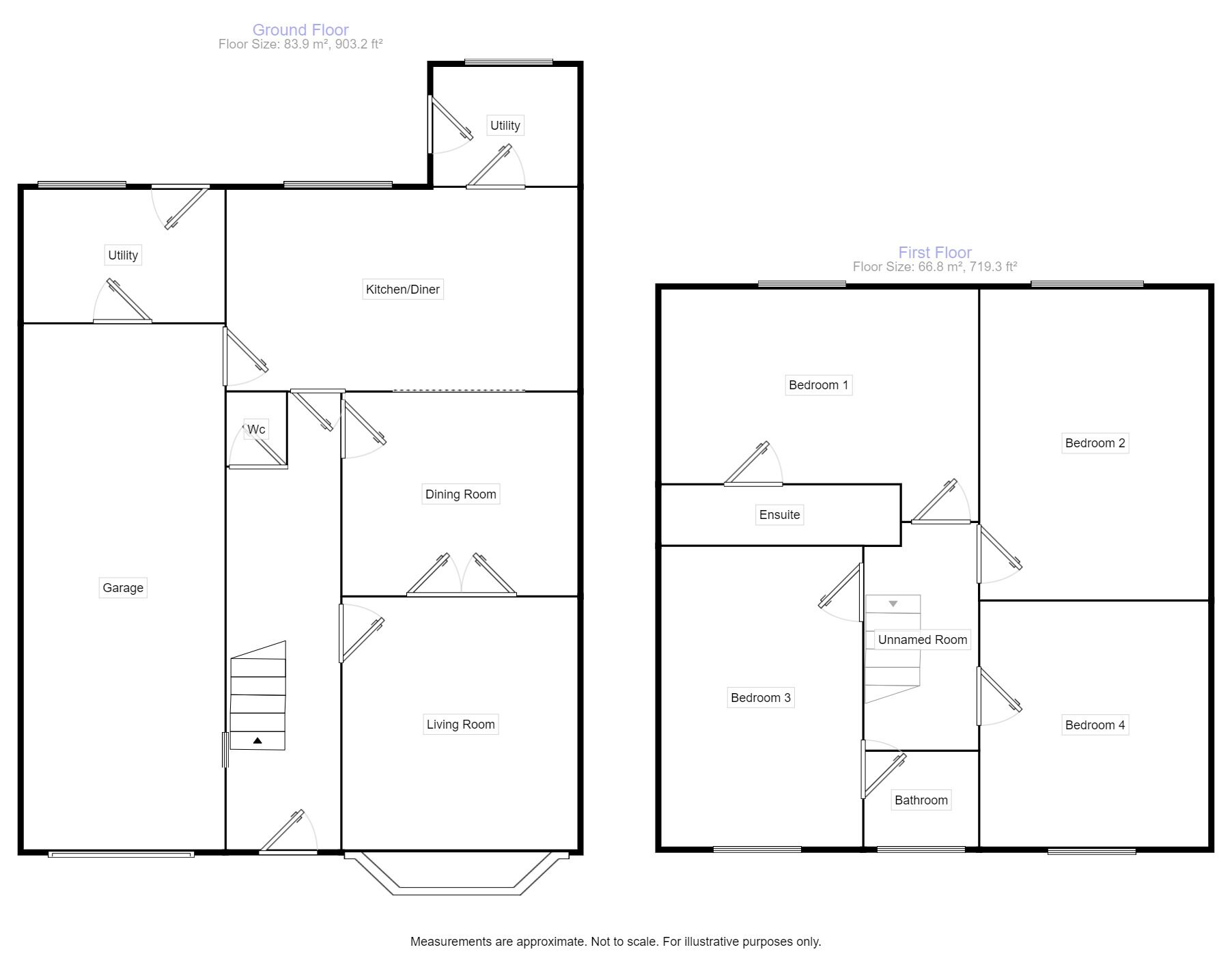 Floorplan of 4 bedroom Semi Detached House for sale, Badsey Lane, Evesham, Worcestershire, WR11