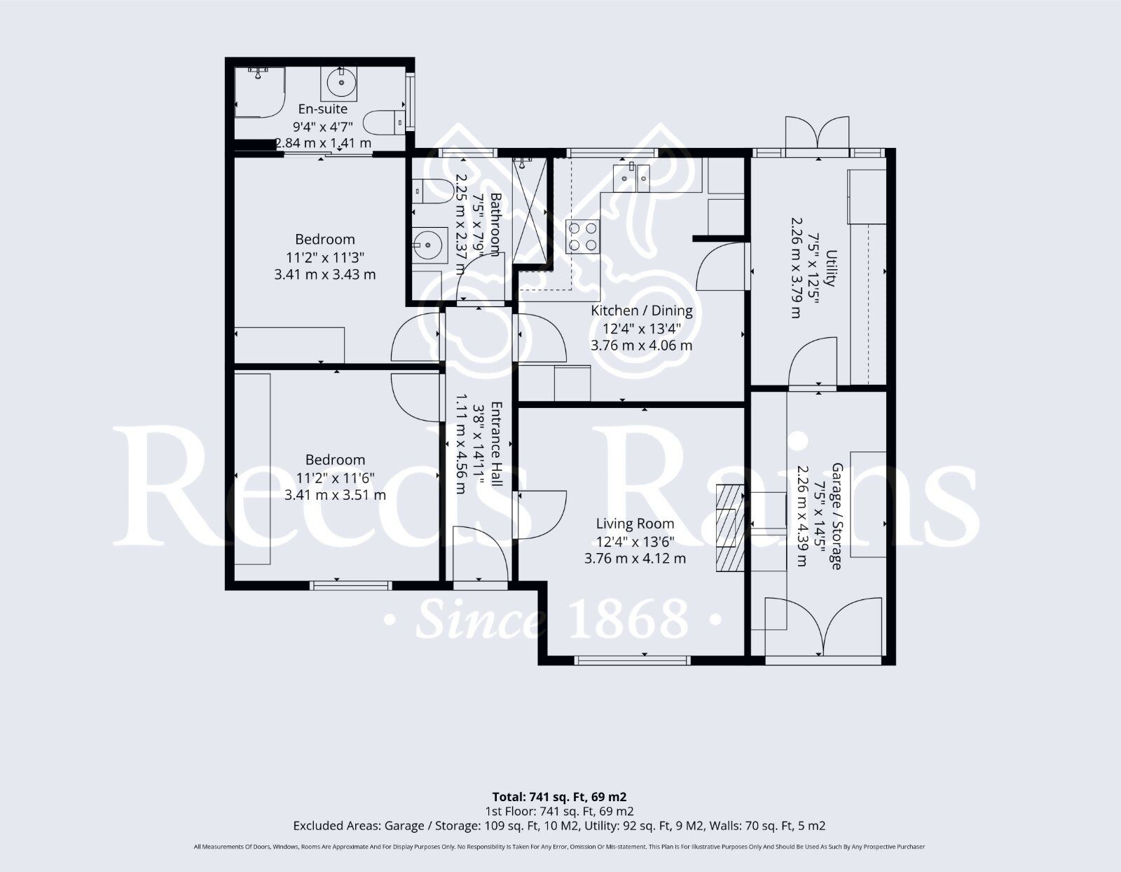 Floorplan of 2 bedroom Semi Detached Bungalow for sale, Briar Close, Evesham, Worcestershire, WR11