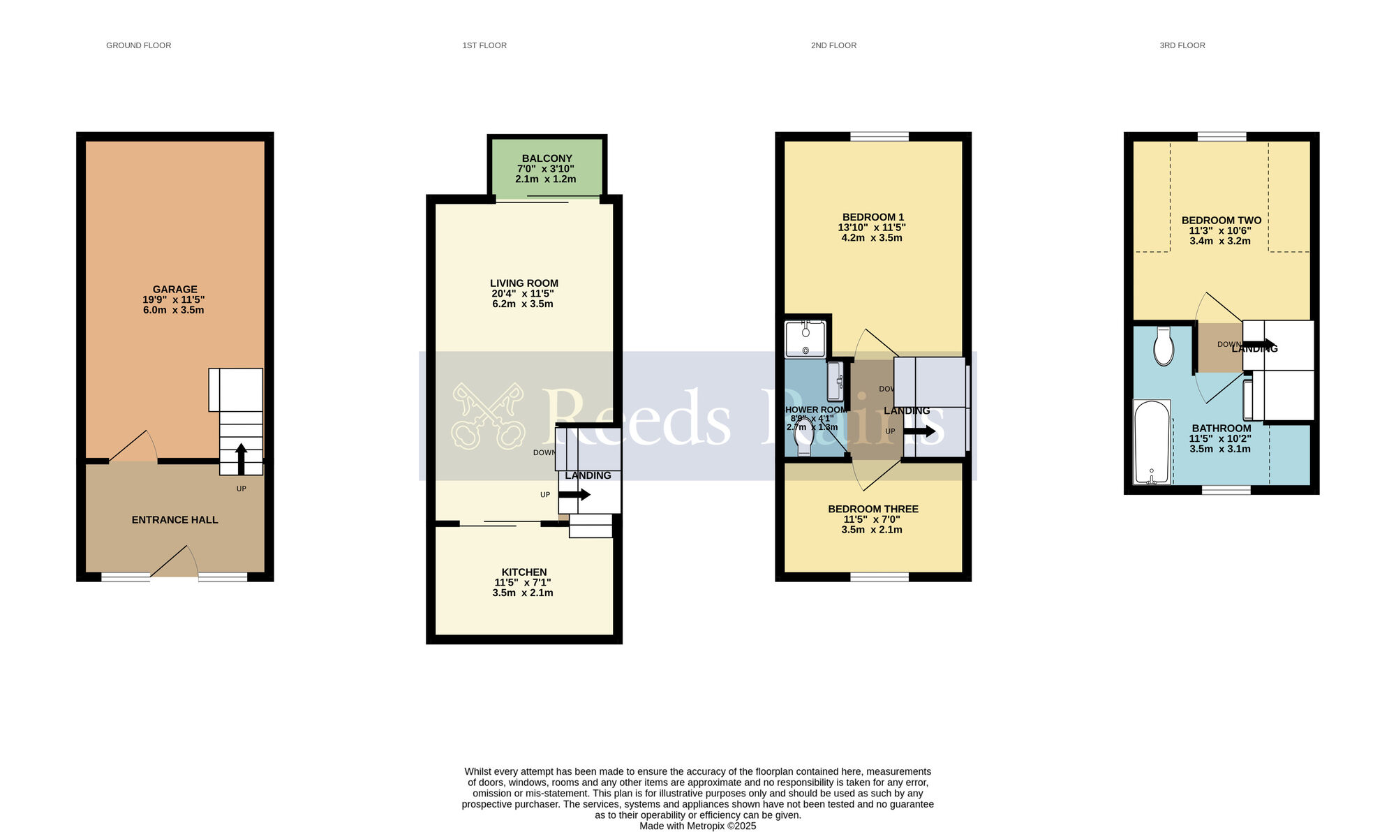Floorplan of 3 bedroom Mid Terrace House for sale, Monks Walk, Evesham, Worcestershire, WR11