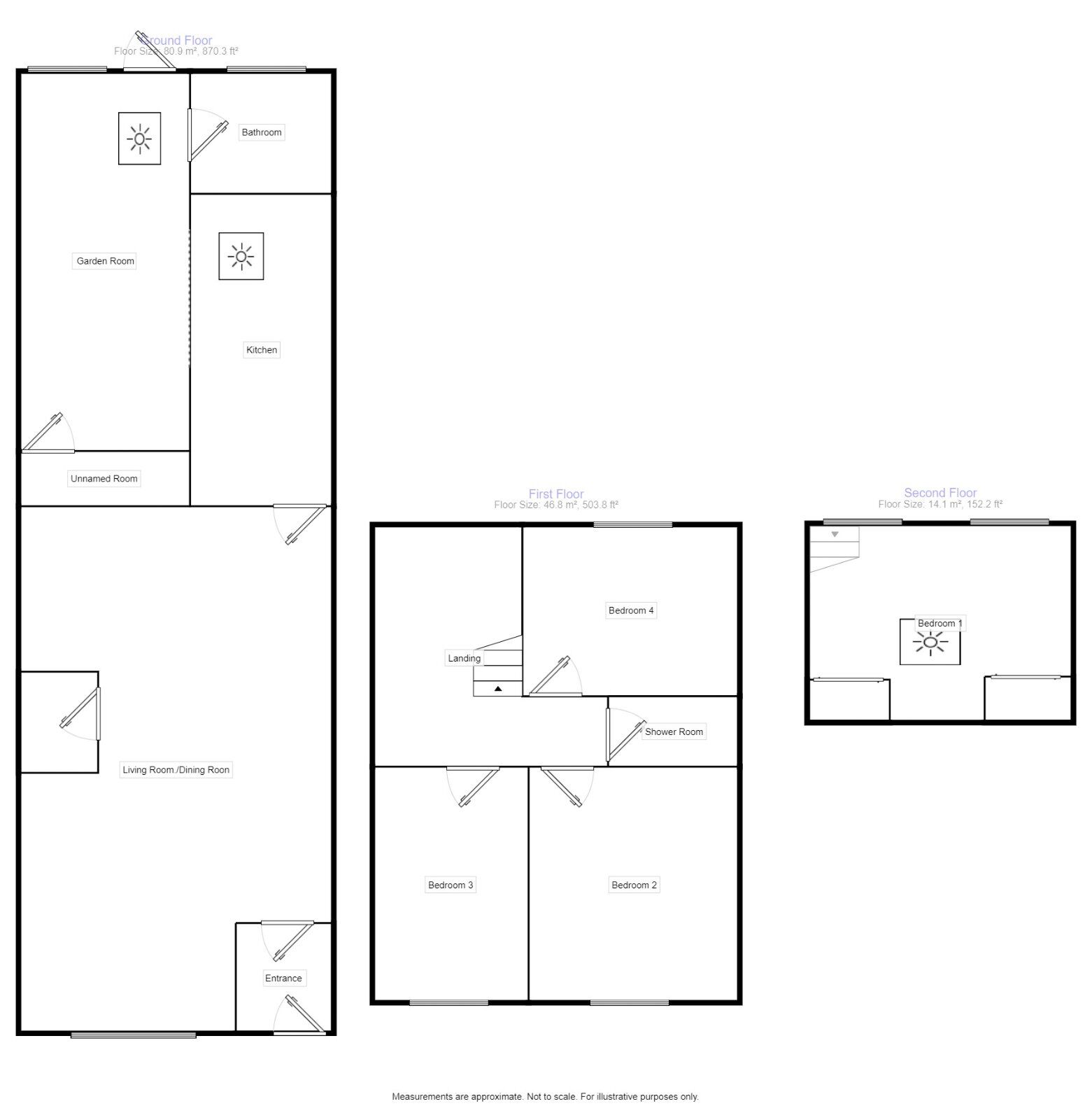 Floorplan of 4 bedroom Mid Terrace House to rent, Windsor Road, Evesham, Worcestershire, WR11