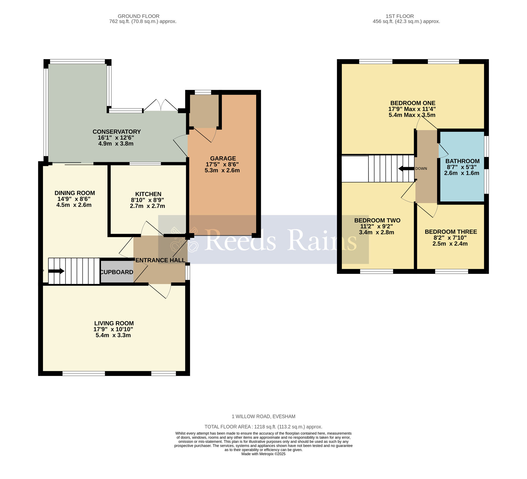 Floorplan of 3 bedroom Detached House for sale, Willow Road, Evesham, Worcestershire, WR11