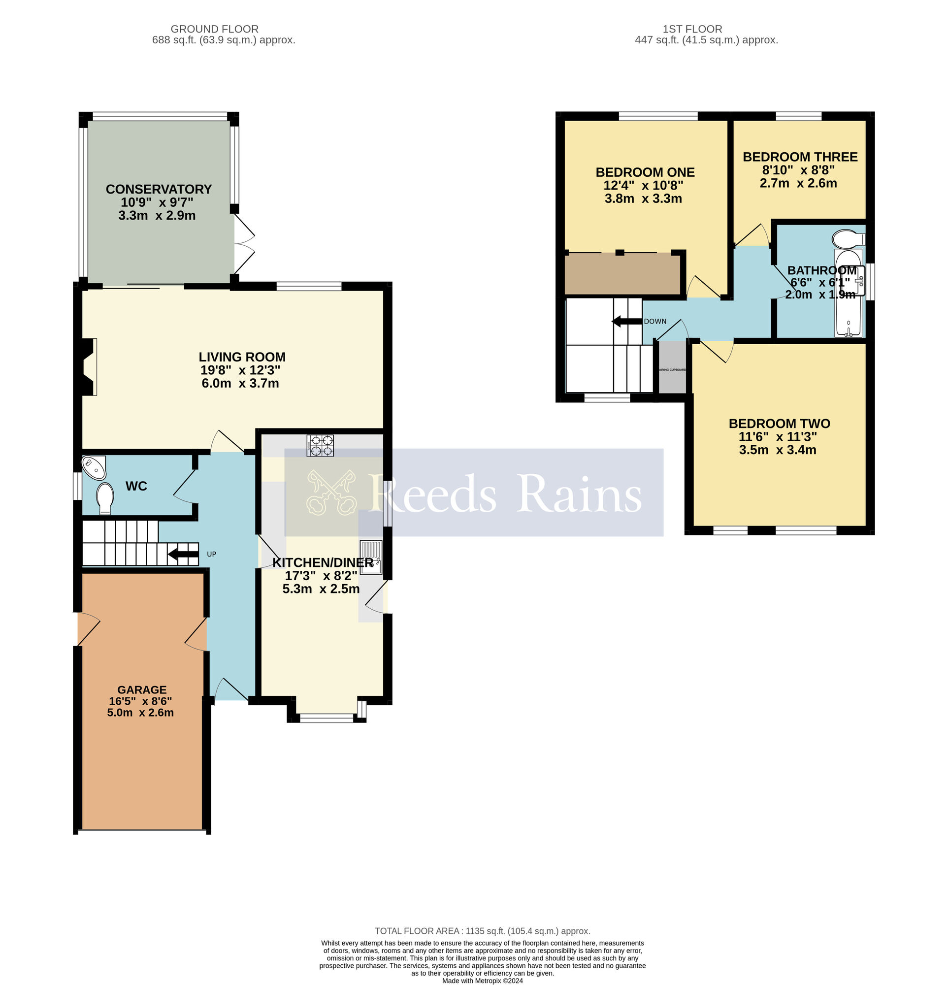 Floorplan of 3 bedroom Detached House for sale, Elmside, Evesham, Worcestershire, WR11