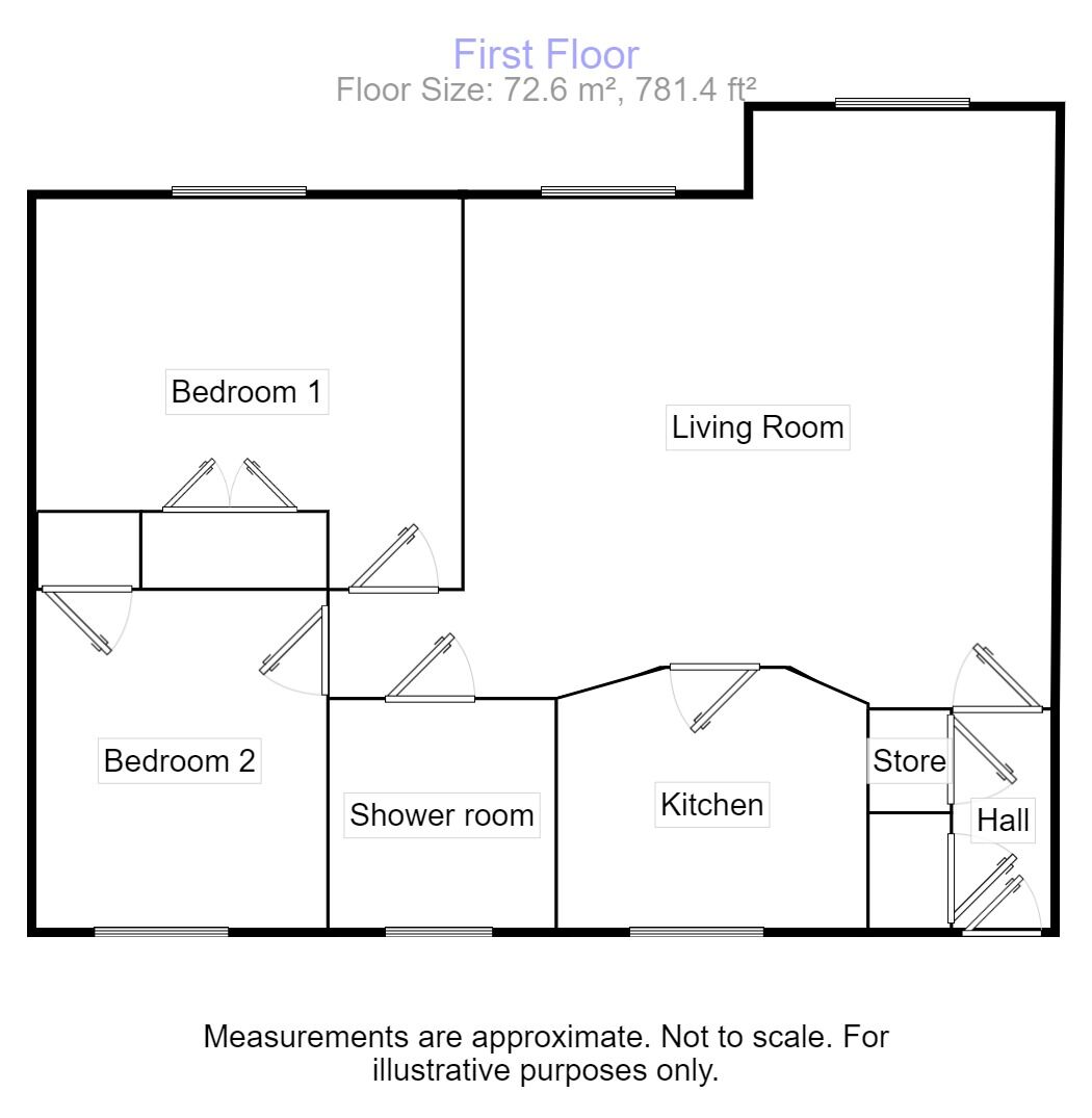 Floorplan of 2 bedroom  Flat for sale, Coopers Lane, Evesham, Worcestershire, WR11