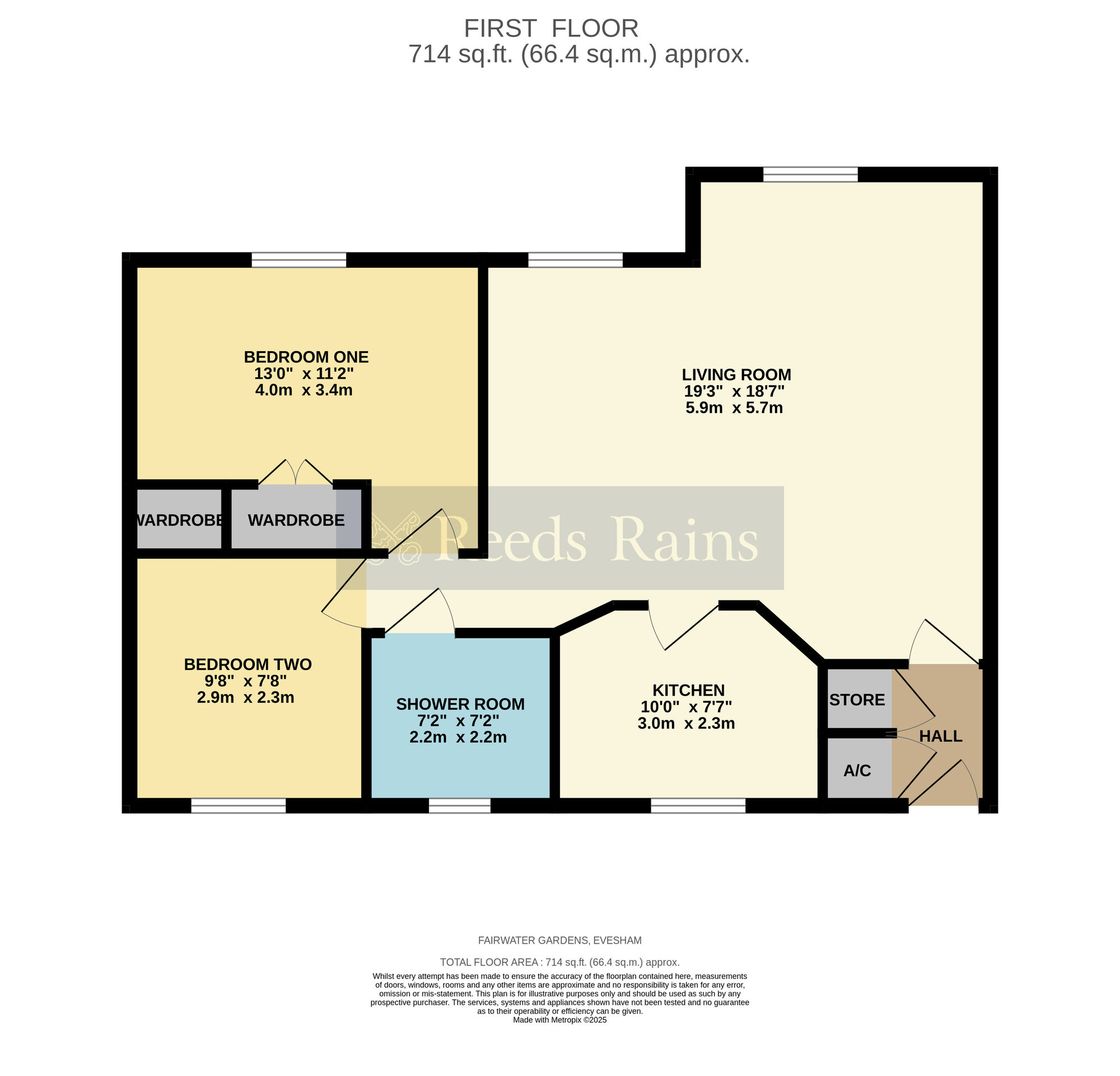 Floorplan of 2 bedroom  Flat for sale, Coopers Lane, Evesham, Worcestershire, WR11