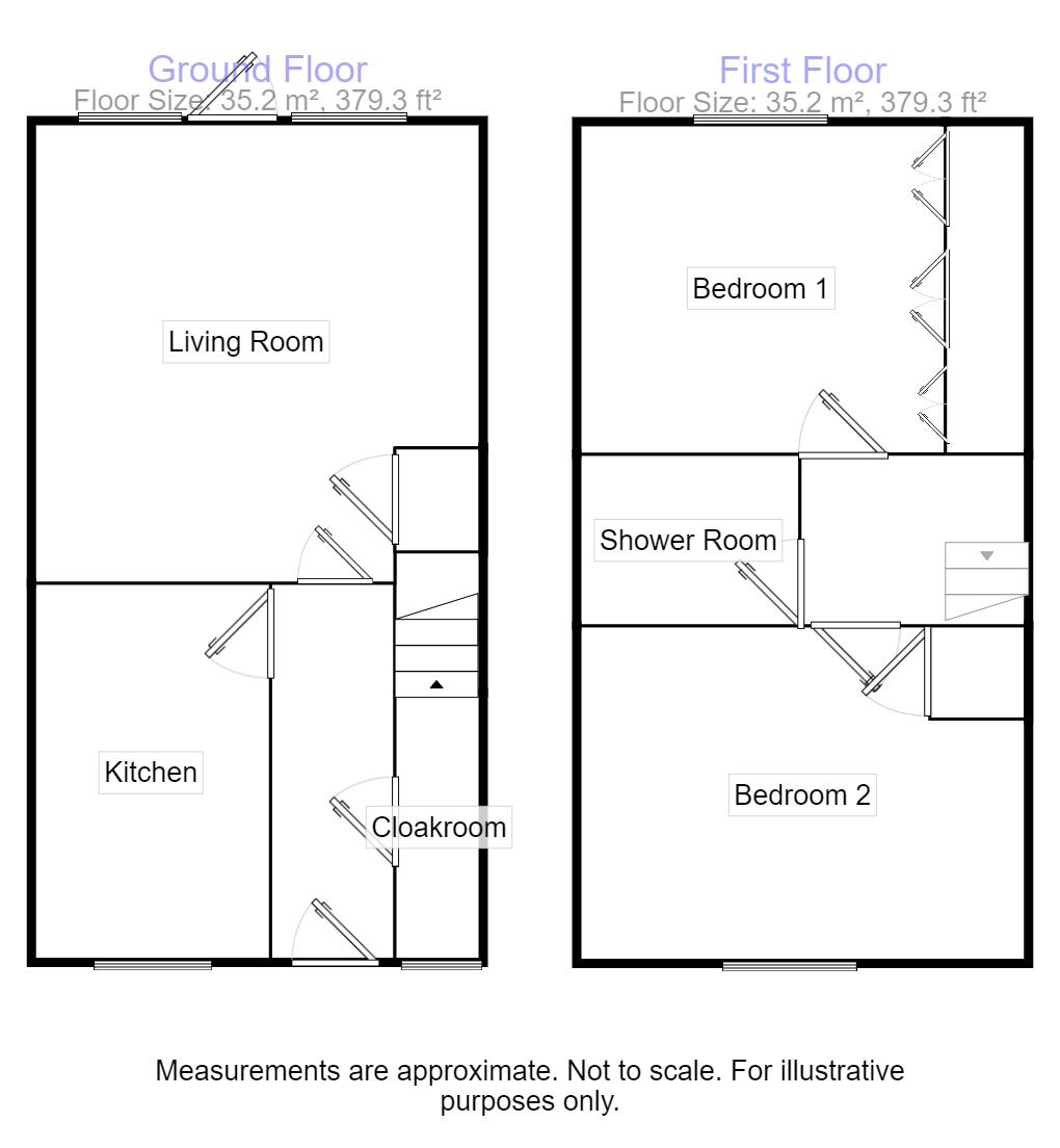 Floorplan of 2 bedroom Semi Detached House for sale, Watsons Lane, Evesham, Worcestershire, WR11