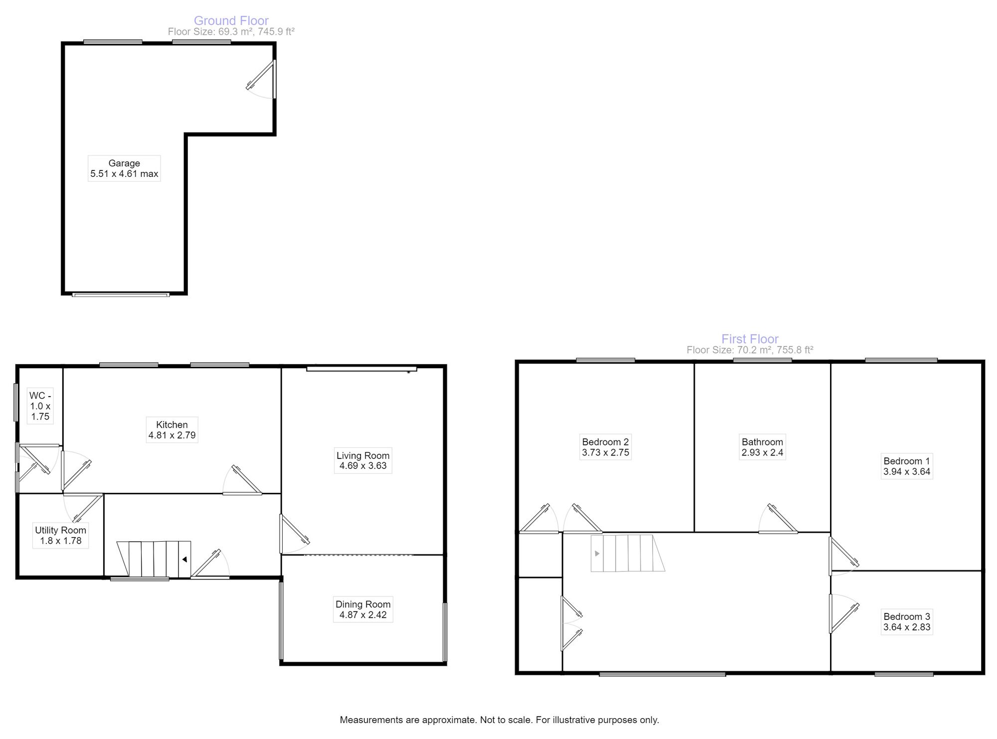 Floorplan of 3 bedroom Detached House for sale, Evesham, Worcestershire, WR11