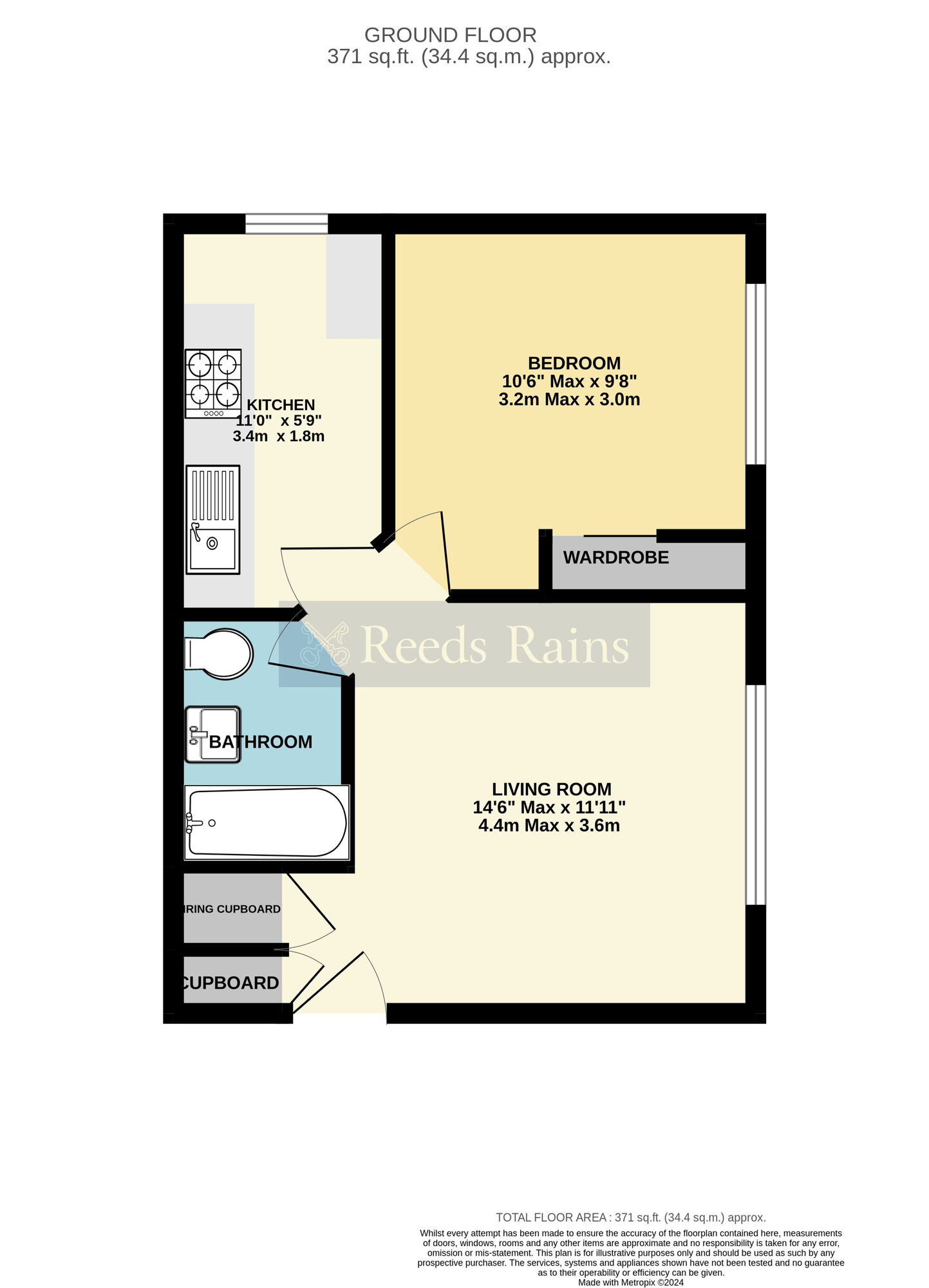 Floorplan of 1 bedroom  Flat for sale, St. Patricks Close, Evesham, Worcestershire, WR11