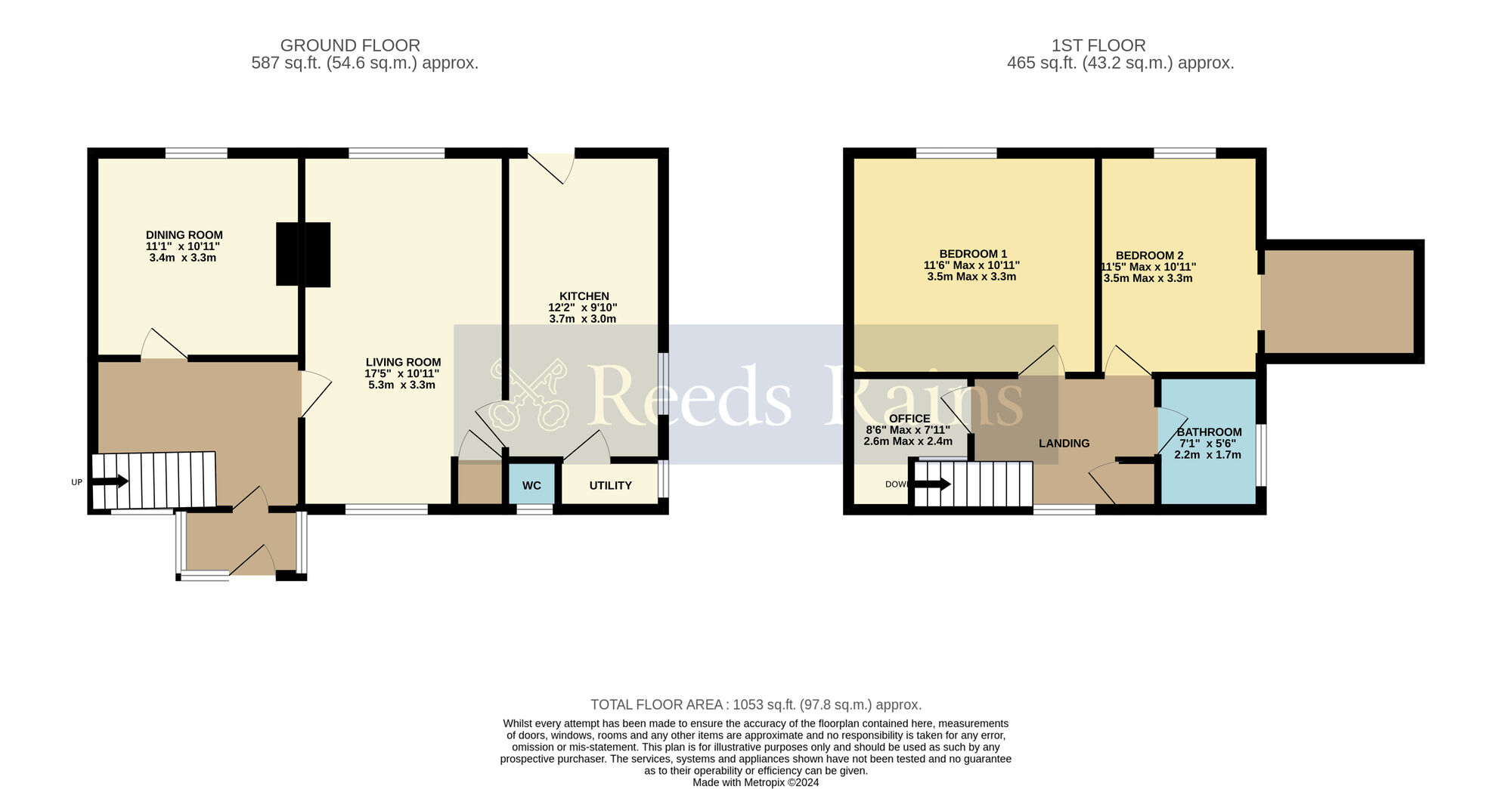 Floorplan of 2 bedroom Semi Detached House for sale, Elm Close, Pebworth, Worcestershire, CV37