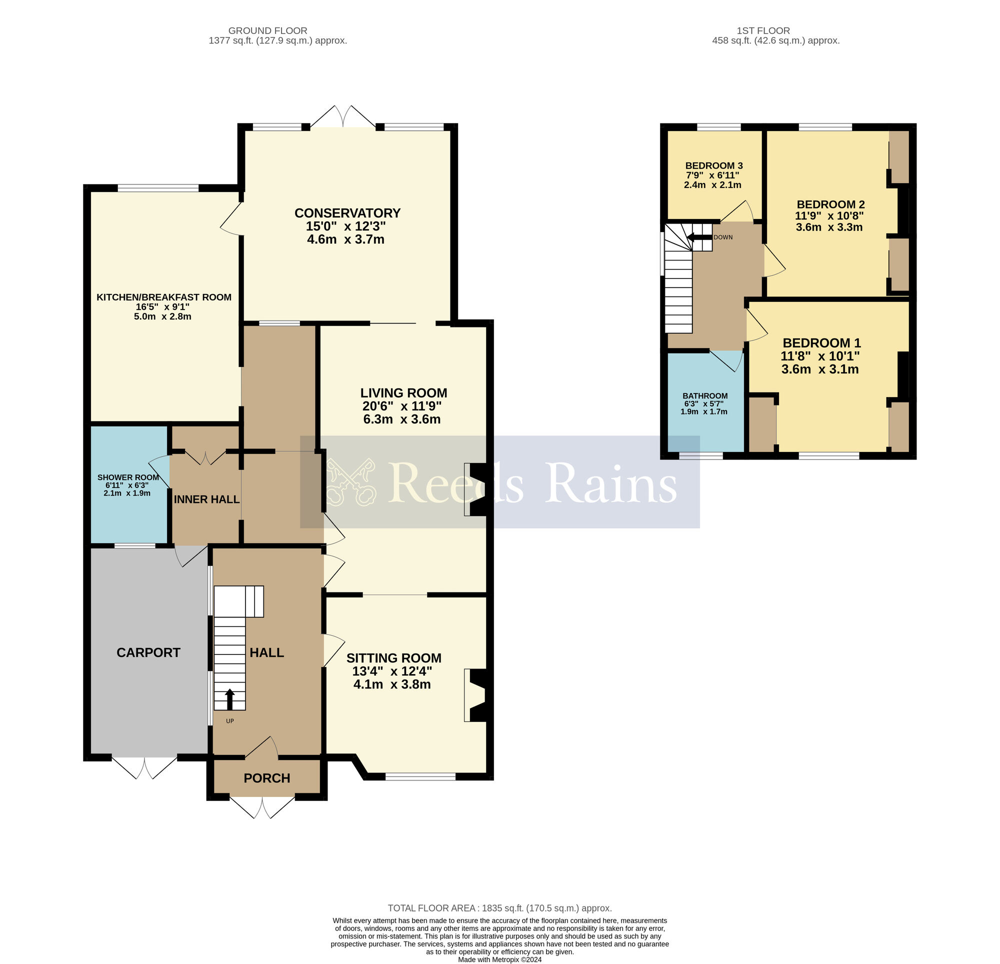 Floorplan of 3 bedroom Semi Detached House for sale, Badsey Lane, Evesham, Worcestershire, WR11