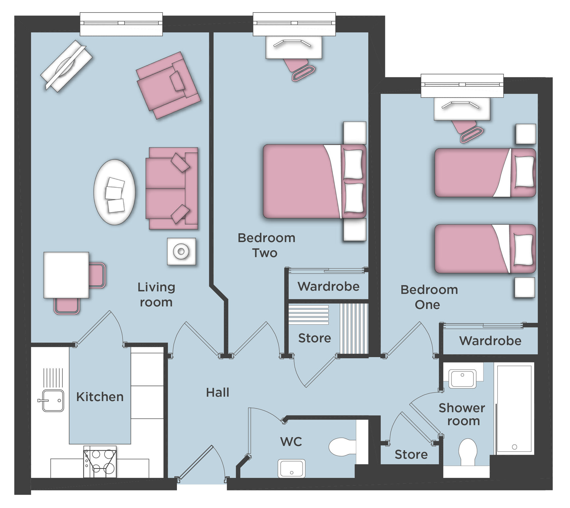 Floorplan of 2 bedroom Flat for sale, Swan Lane, Evesham, Worcestershire, WR11