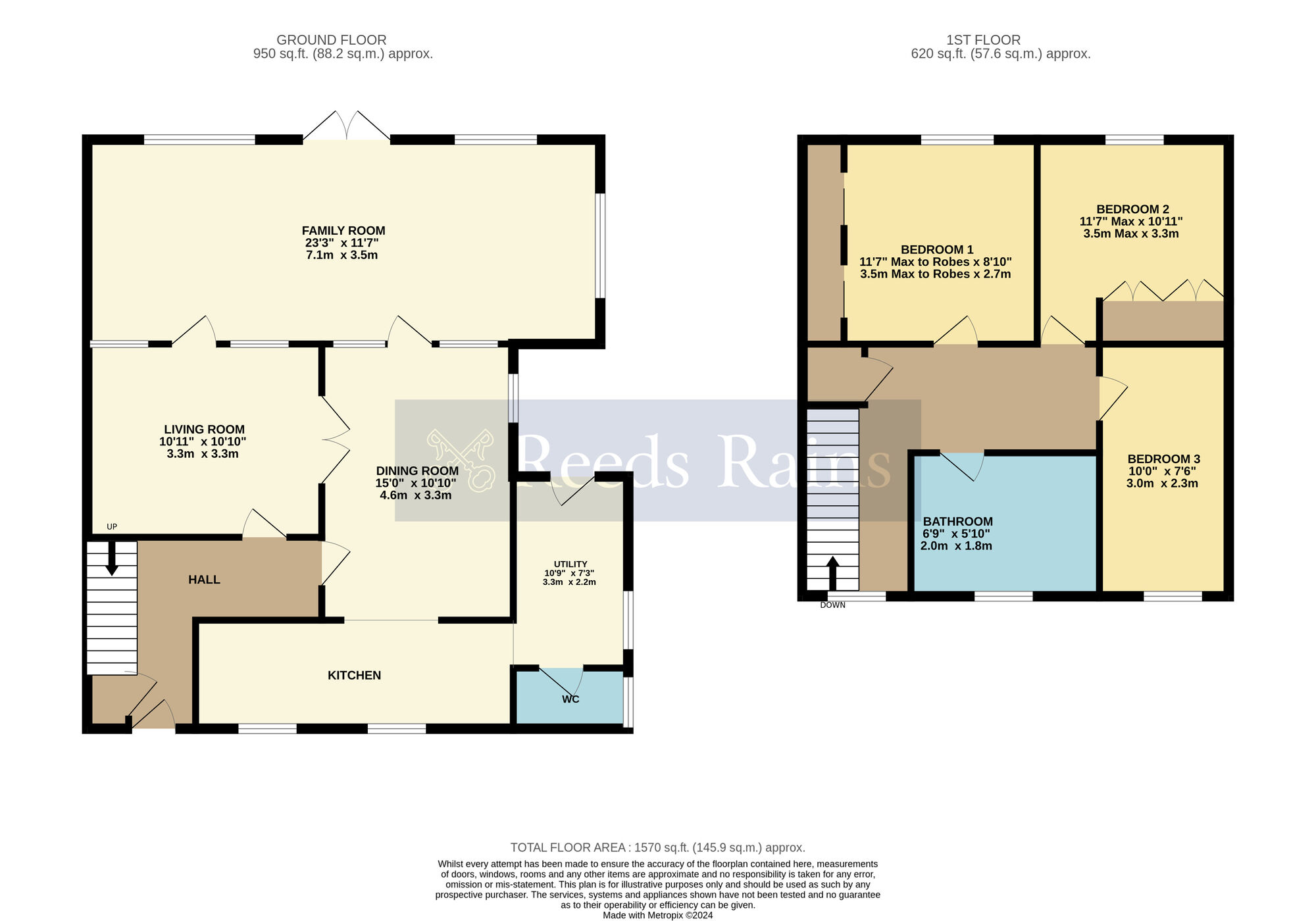 Floorplan of 3 bedroom Semi Detached House for sale, Sling Lane, Hindlip, Worcestershire, WR3