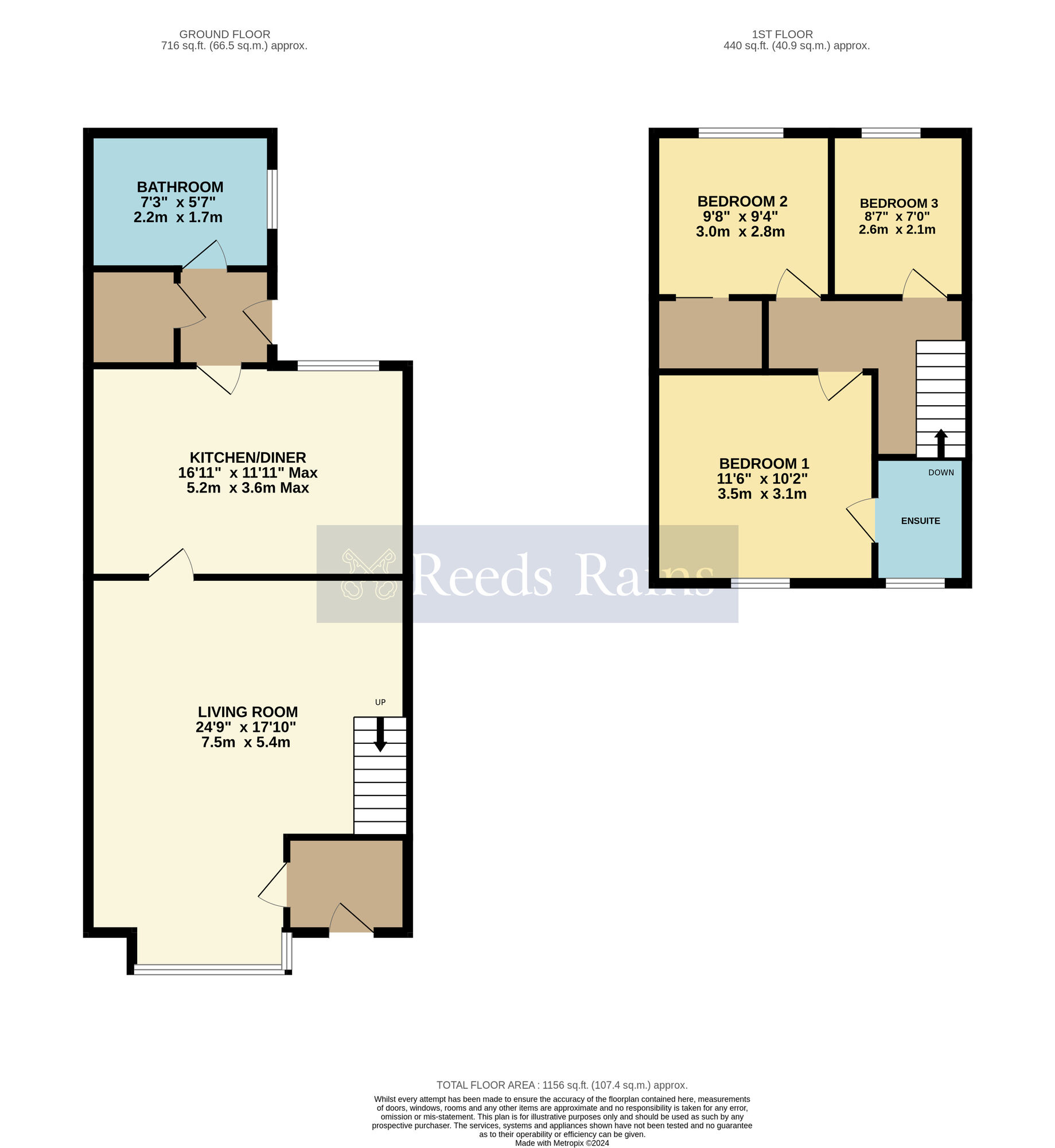 Floorplan of 3 bedroom Mid Terrace House for sale, North Road, Evesham, Worcestershire, WR11
