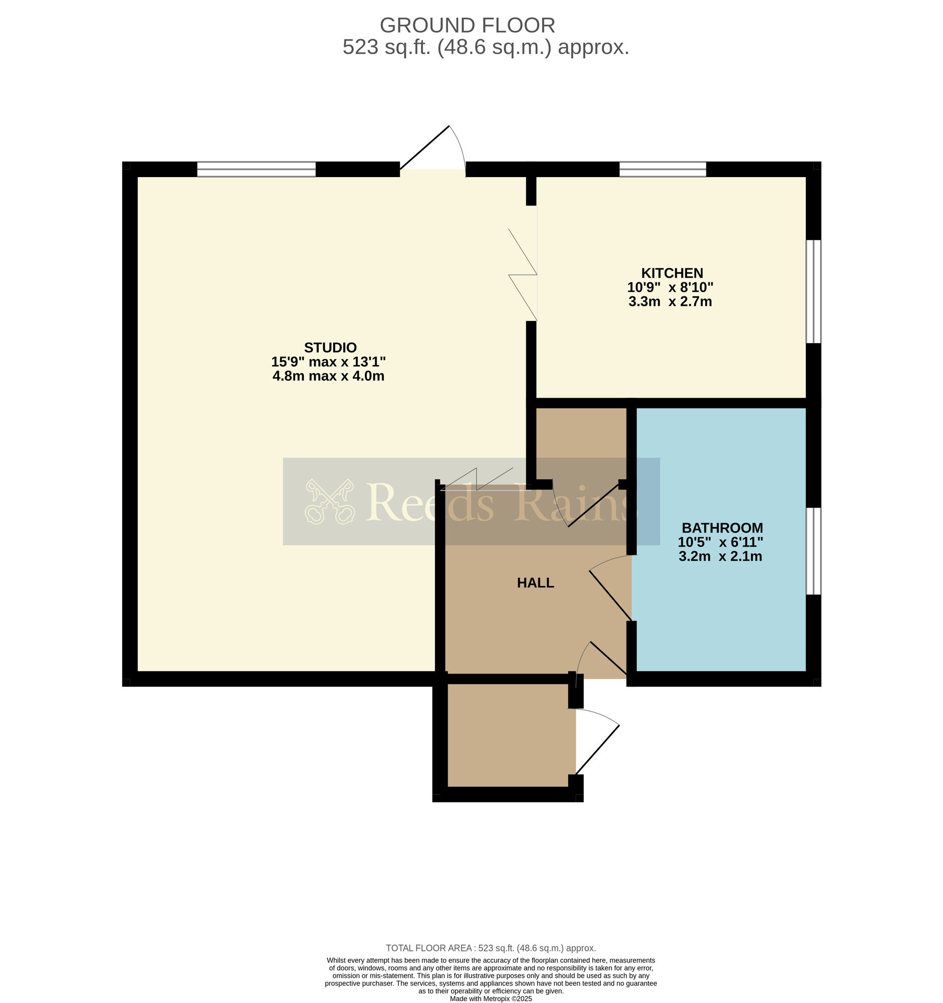 Floorplan of 1 bedroom End Terrace Bungalow for sale, Linden Close, Evesham, Worcestershire, WR11