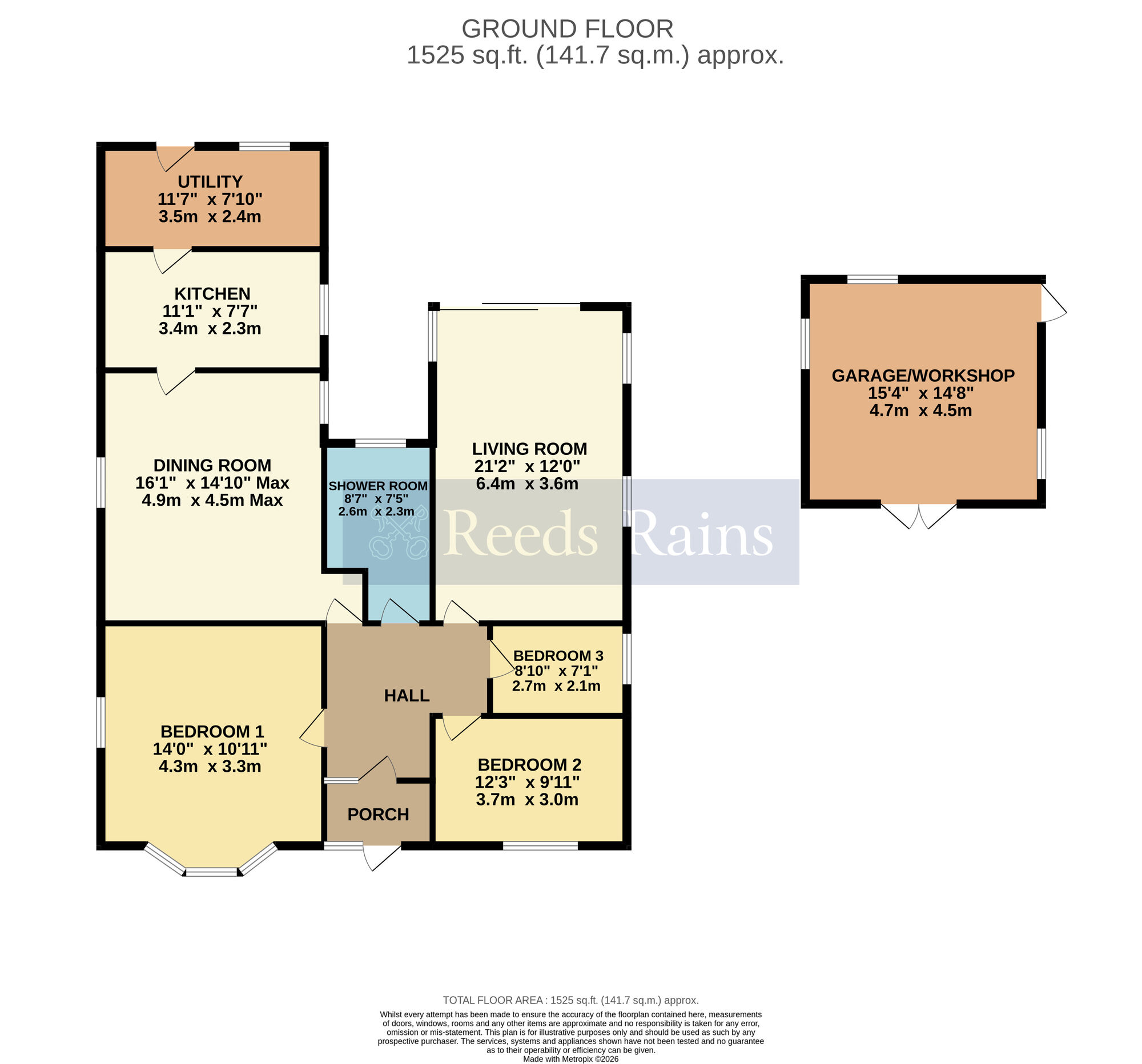 Floorplan of 3 bedroom Detached Bungalow for sale, Alcester Road, Harvington, Worcestershire, WR11
