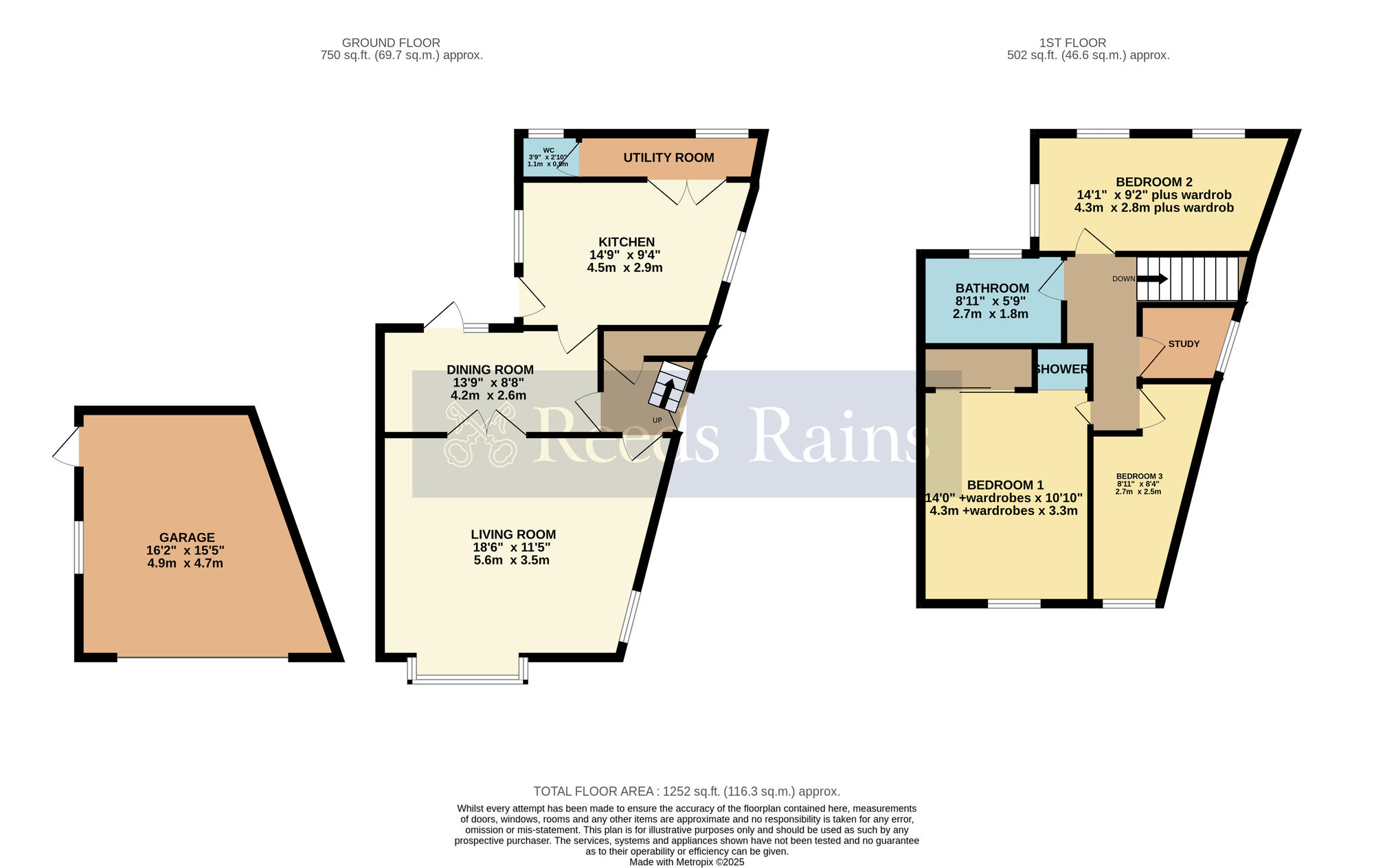 Floorplan of 3 bedroom End Terrace House for sale, Queens Road, Evesham, Worcestershire, WR11