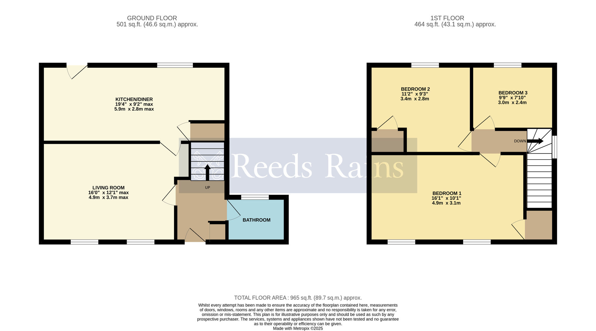 Floorplan of 3 bedroom Semi Detached House for sale, Evesham Road, Cleeve Prior, Worcestershire, WR11