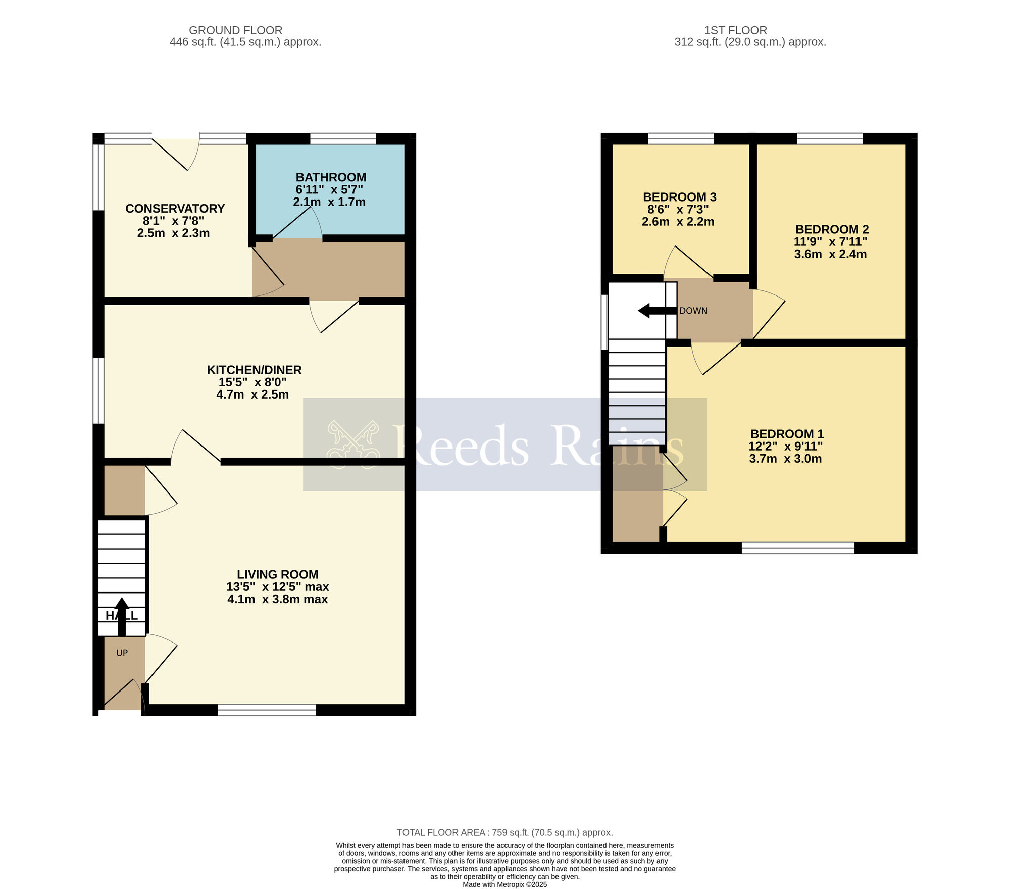 Floorplan of 3 bedroom End Terrace House for sale, Newtown, Offenham, Worcestershire, WR11