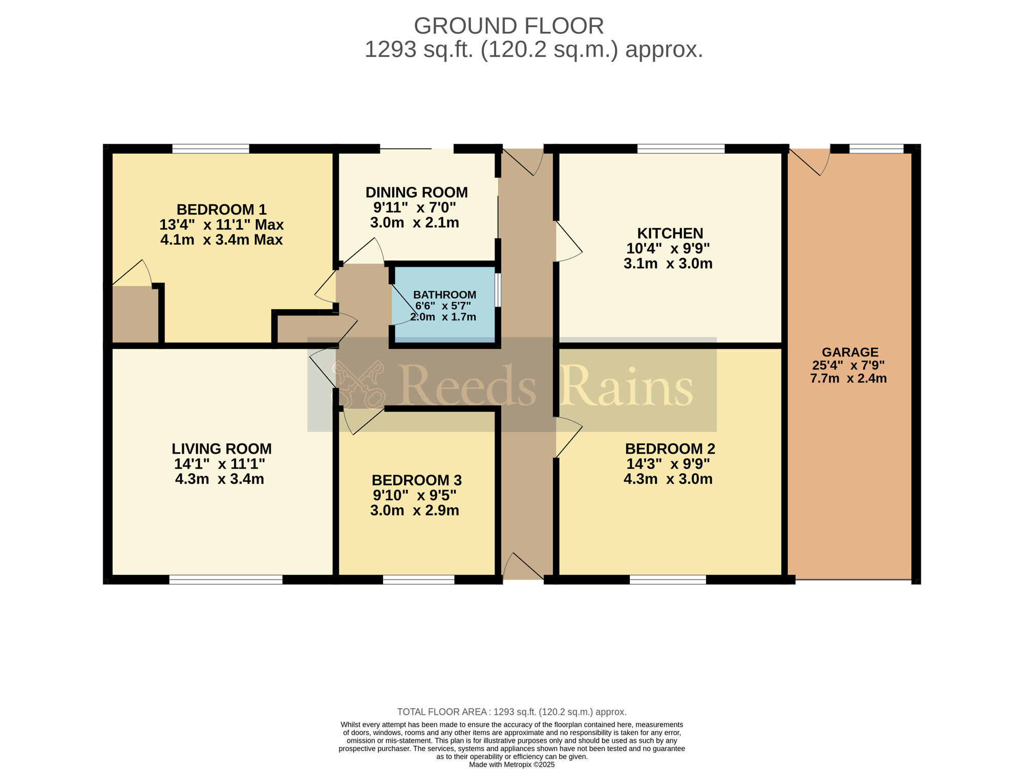 Floorplan of 3 bedroom Semi Detached Bungalow for sale, Lenchwick, Evesham, Worcestershire, WR11