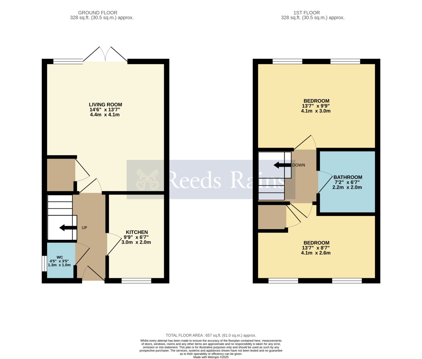 Floorplan of 2 bedroom Semi Detached House for sale, Crabtree Leys, Offenham, Worcestershire, WR11