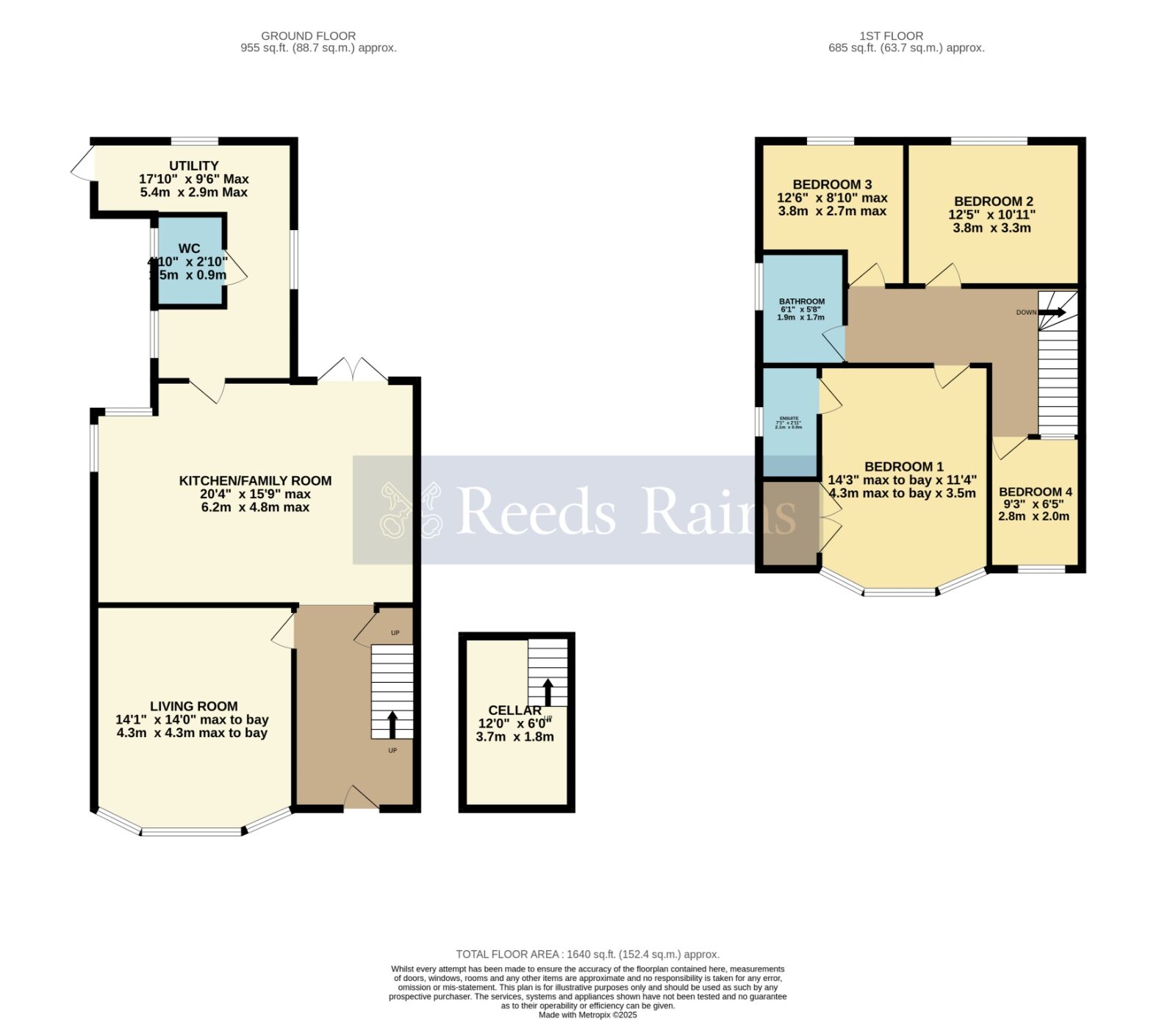 Floorplan of 4 bedroom Semi Detached House for sale, Burford Road, Evesham, Worcestershire, WR11