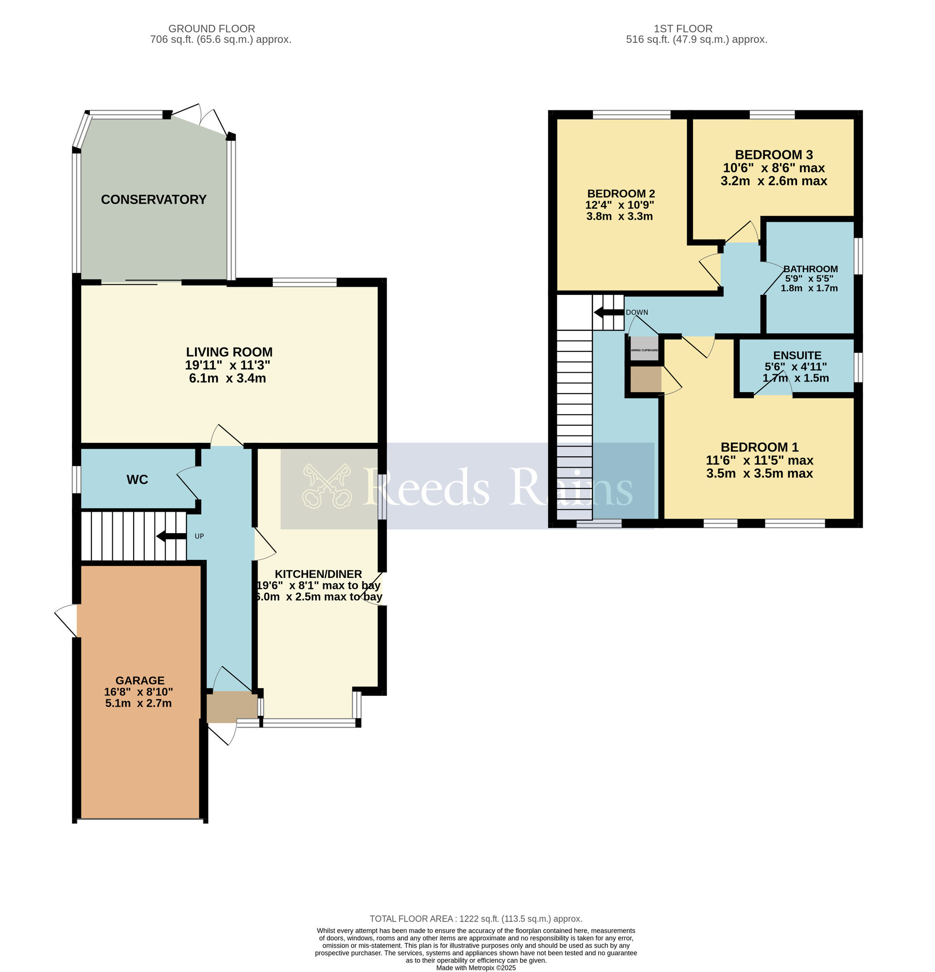 Floorplan of 3 bedroom Detached House for sale, Elmside, Evesham, Worcestershire, WR11