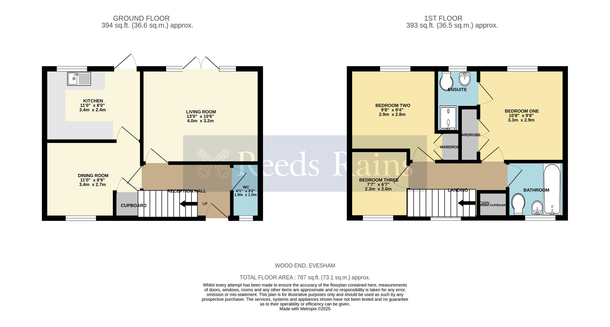 Floorplan of 3 bedroom Semi Detached House for sale, Wood End, Evesham, Worcestershire, WR11