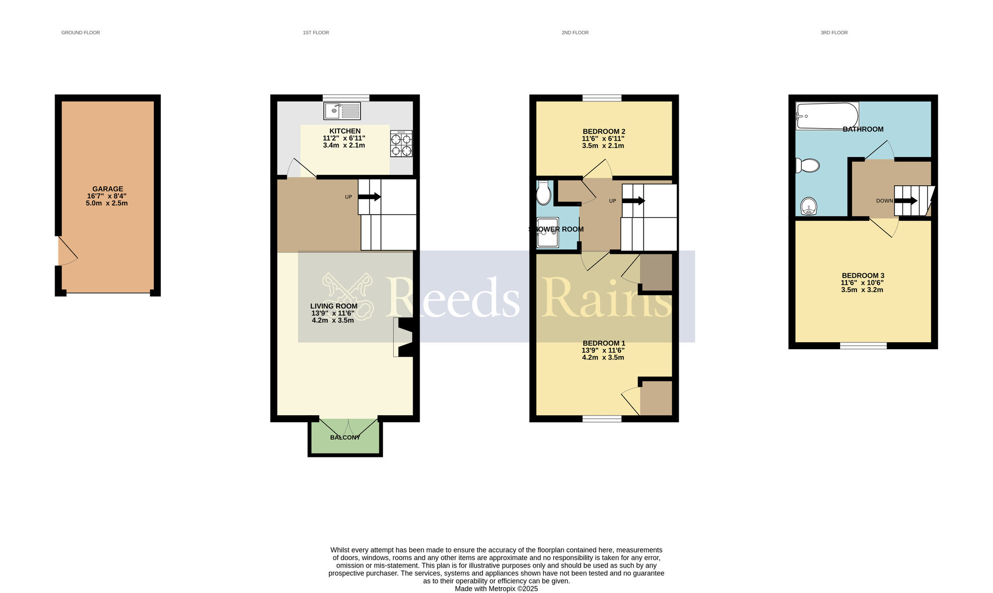 Floorplan of 3 bedroom Mid Terrace House for sale, Monks Walk, Evesham, Worcestershire, WR11