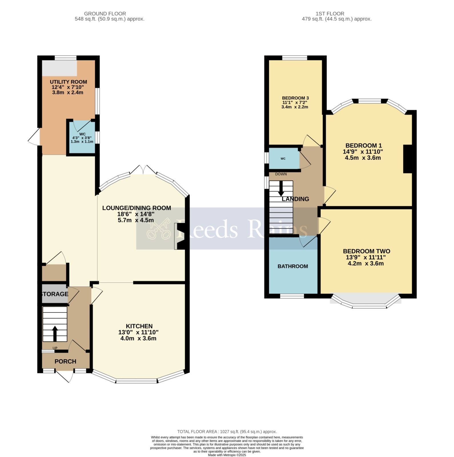 Floorplan of 3 bedroom Semi Detached House for sale, Offenham Road, Evesham, Worcestershire, WR11