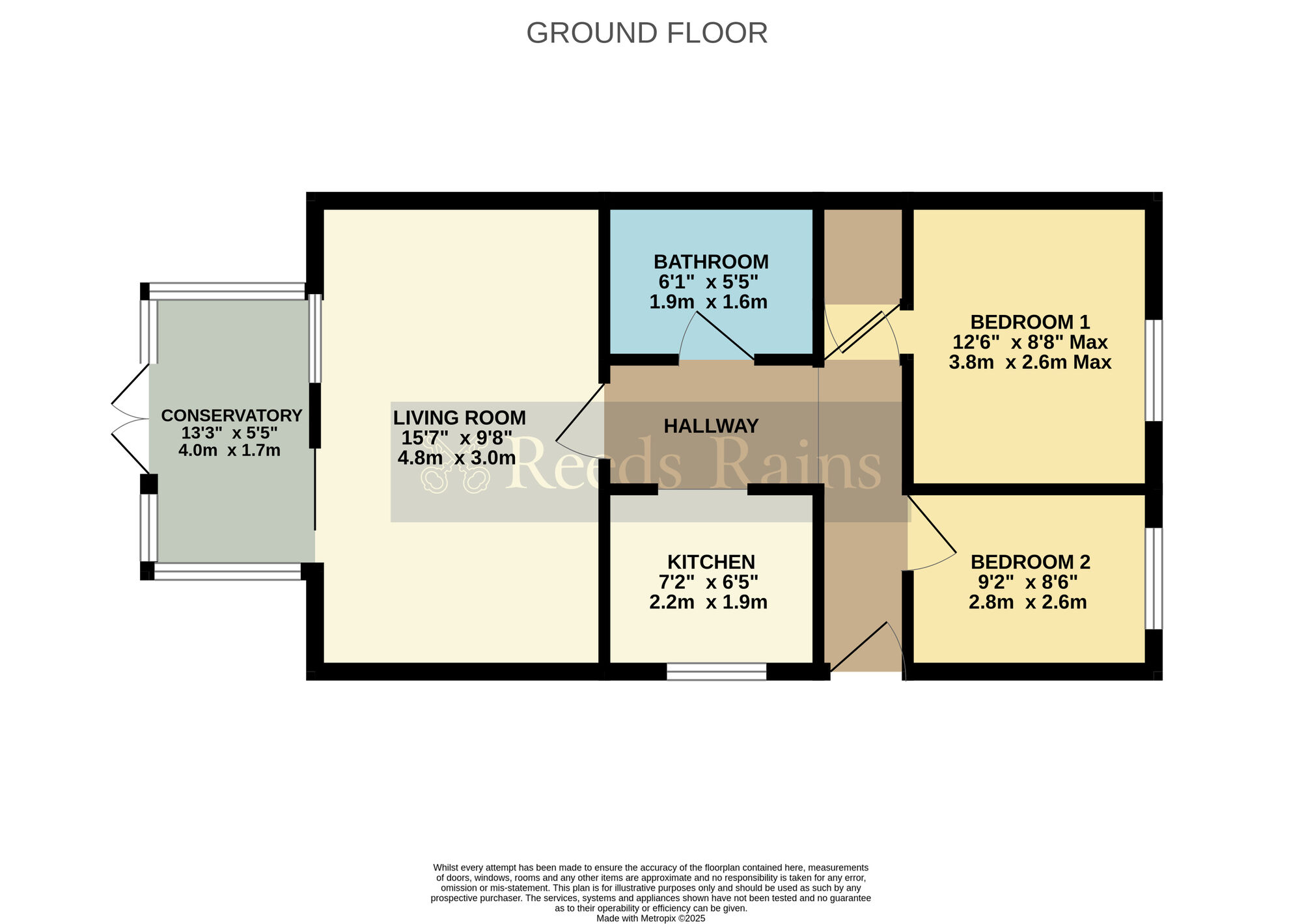 Floorplan of 2 bedroom Semi Detached Bungalow for sale, St. Marys Road, Evesham, Worcestershire, WR11