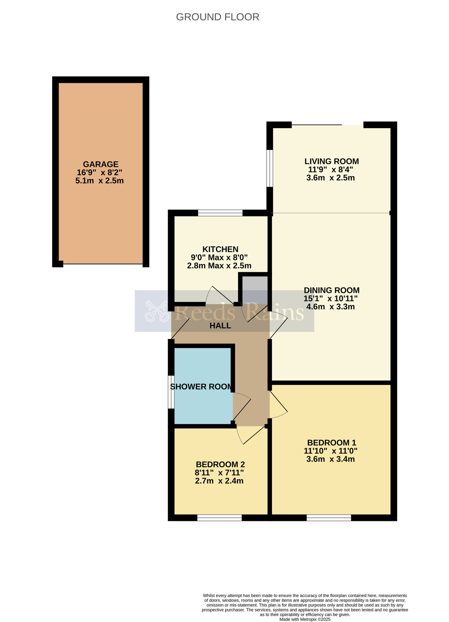 Floorplan of 2 bedroom Semi Detached Bungalow for sale, Hamilton Road, Evesham, Worcestershire, WR11