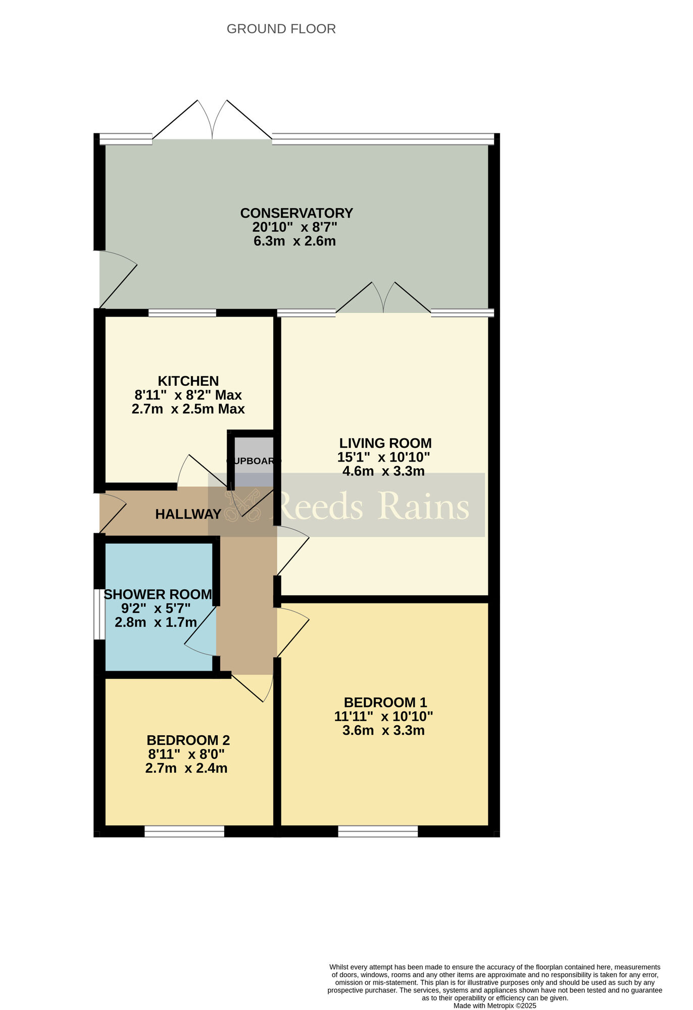 Floorplan of 2 bedroom Semi Detached Bungalow for sale, Hamilton Road, Evesham, Worcestershire, WR11