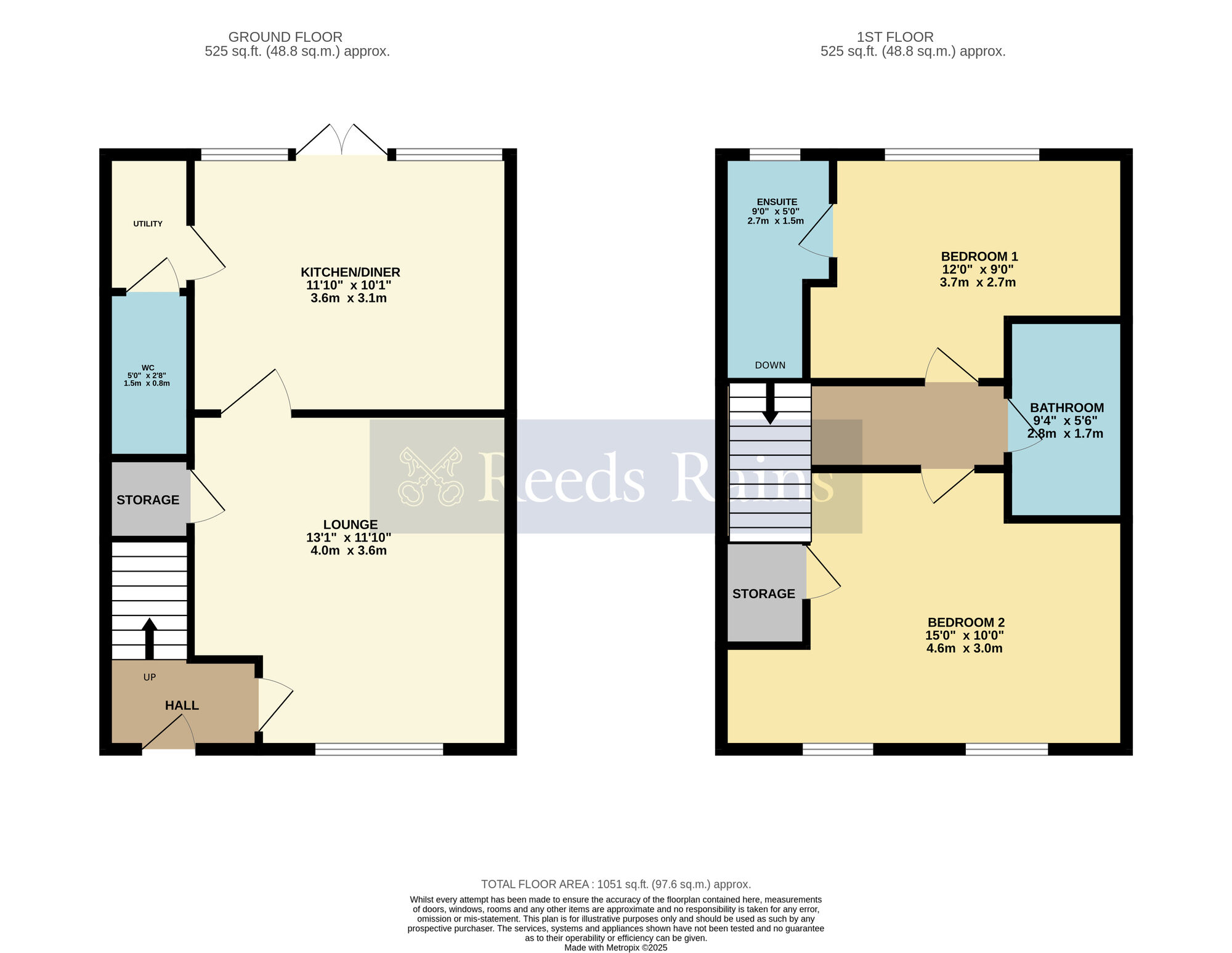 Floorplan of 2 bedroom Mid Terrace House for sale, Christ Church Way, Evesham, Worcestershire, WR11