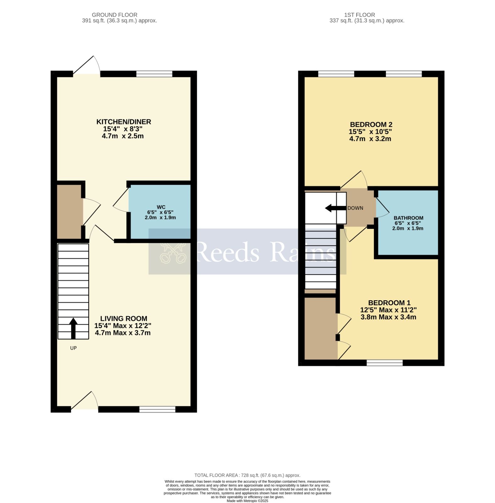 Floorplan of 2 bedroom Mid Terrace House for sale, Lily Walk, Evesham, Worcestershire, WR11