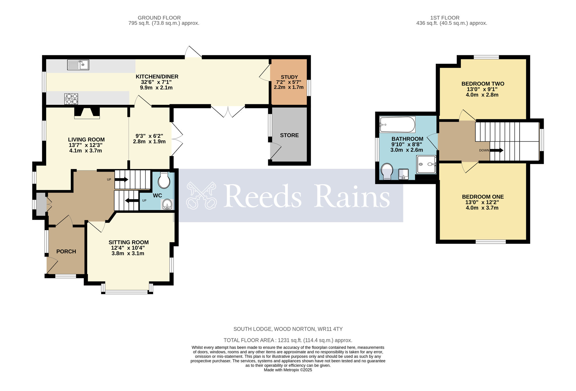 Floorplan of 2 bedroom Detached House for sale, Wood Norton, Evesham, Worcestershire, WR11