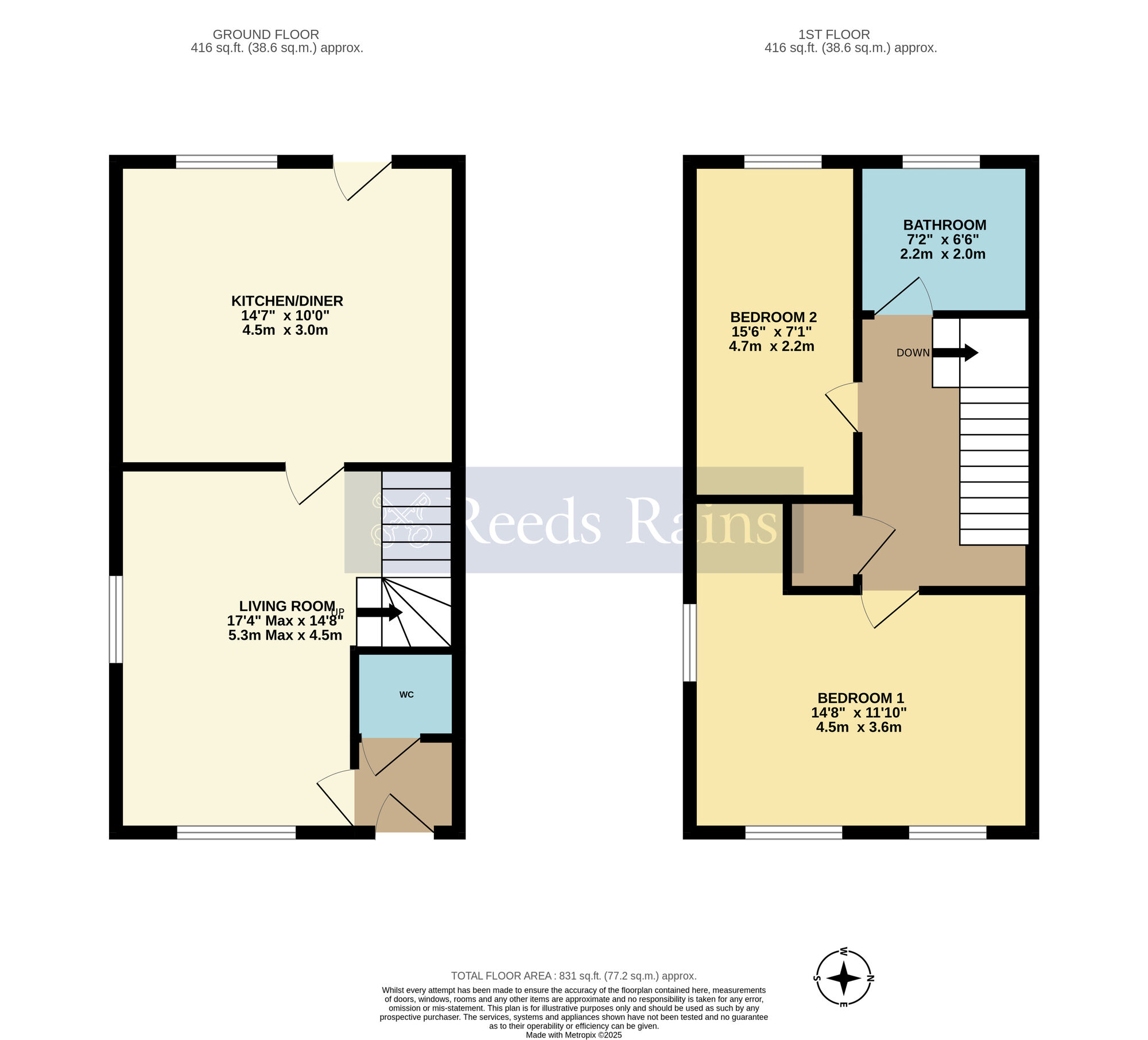Floorplan of 2 bedroom End Terrace House for sale, Moorcroft Fields, Drakes Broughton, Worcestershire, WR10